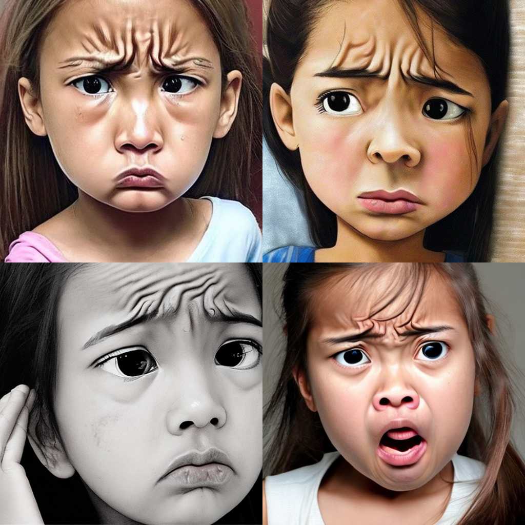 A girl's face when she is scolded