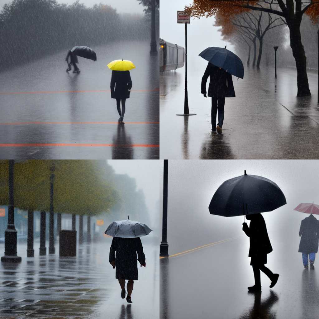 A pedestrian on a rainy day