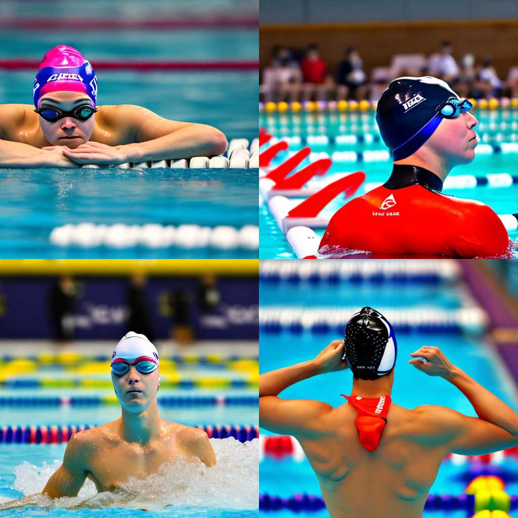 A swimmer waiting for the start signal during a competition