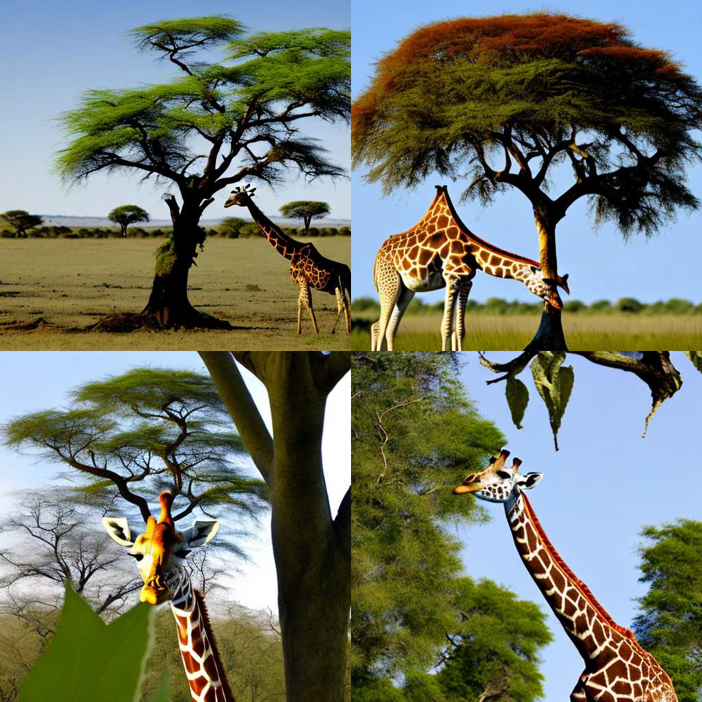 A giraffe eating tree leaves