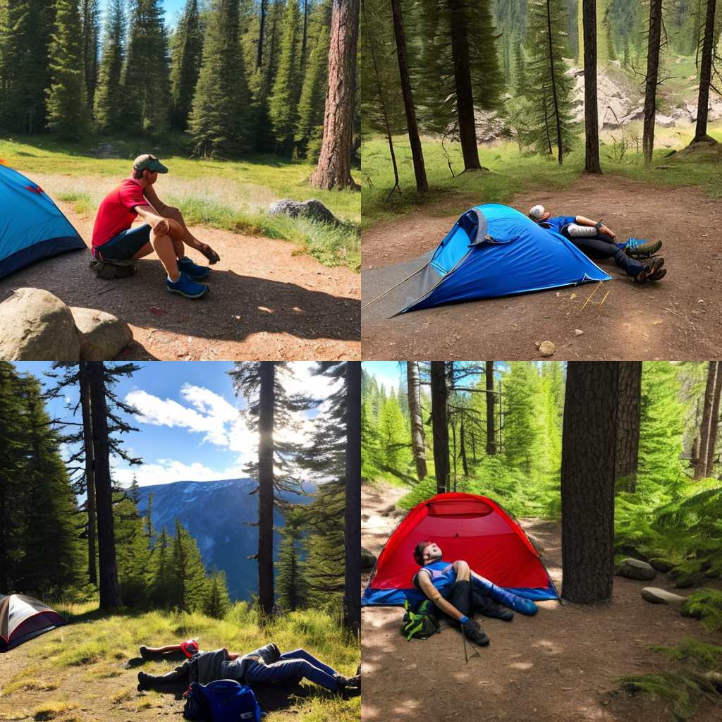 A hiker resting at the campsite