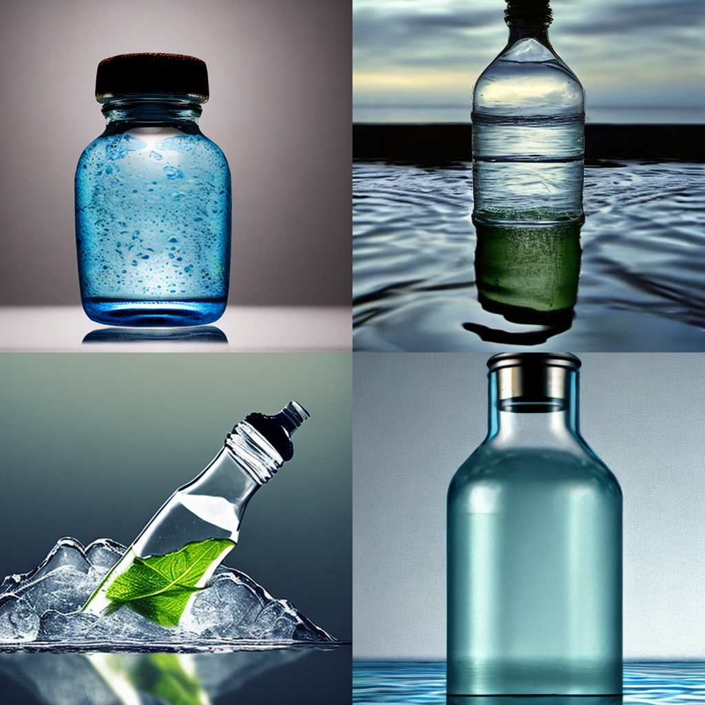 An empty bottle in water