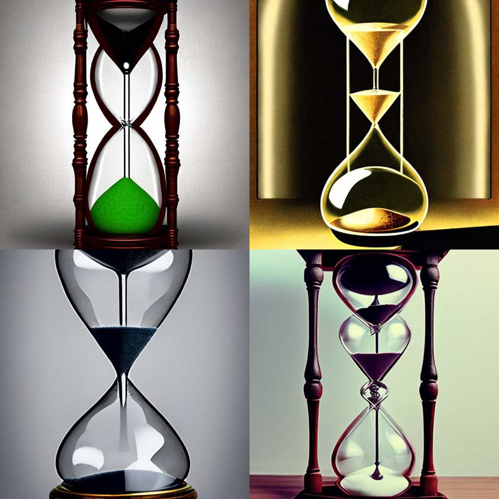 An hourglass just finishing its counting