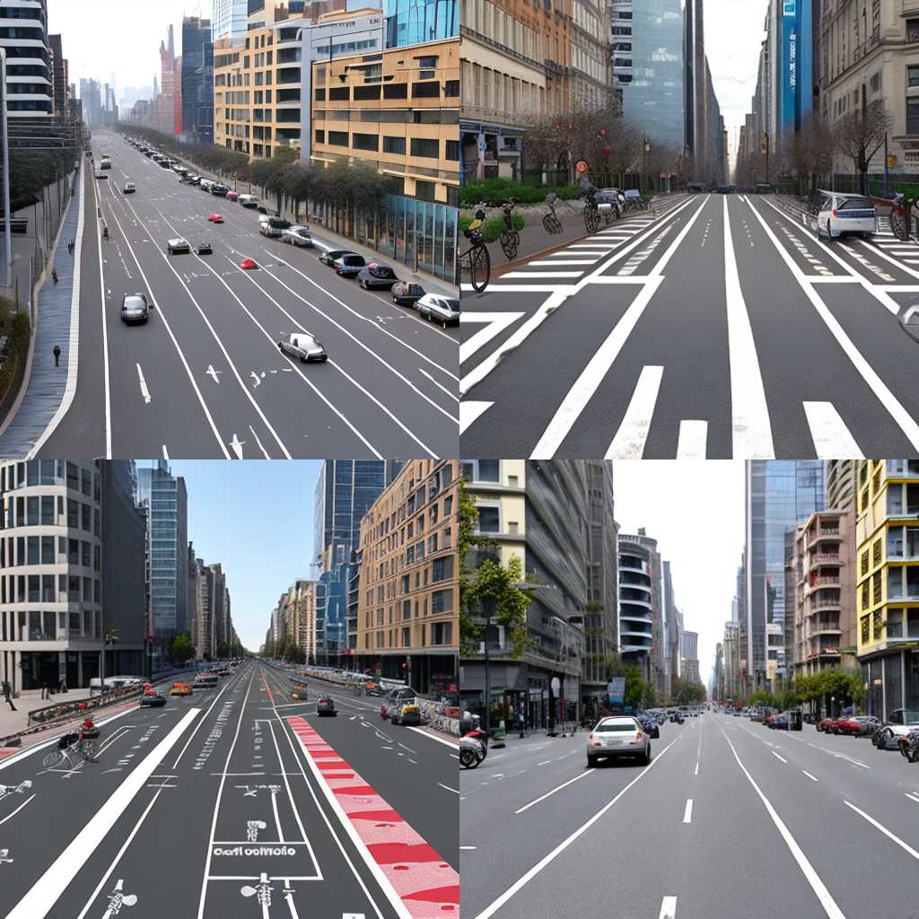 A congested road in the city with bicycle lanes