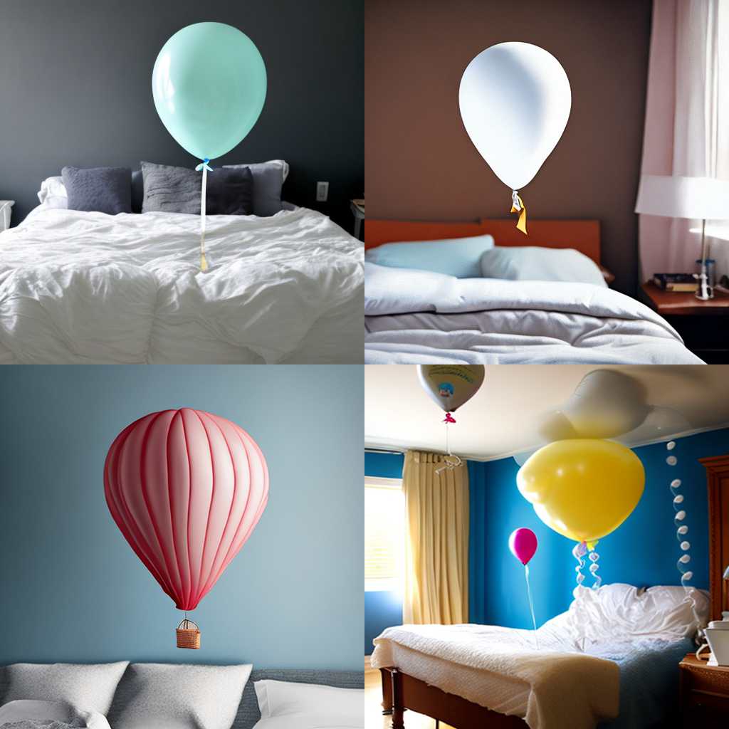 A balloon filled with air in the bedroom