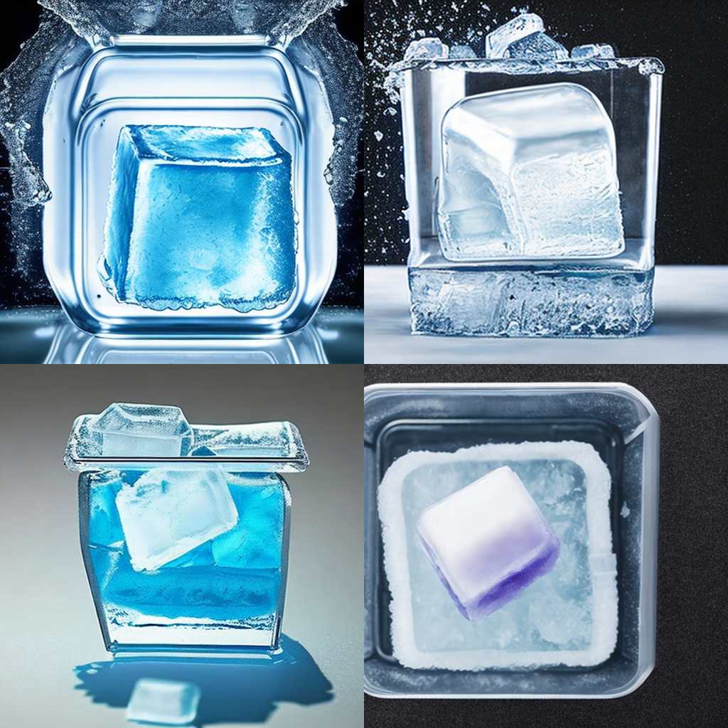 An ice cube in a freezer