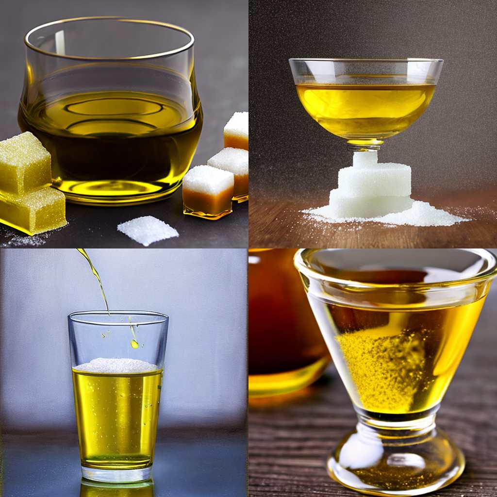 A glass of oil mixed with sugar