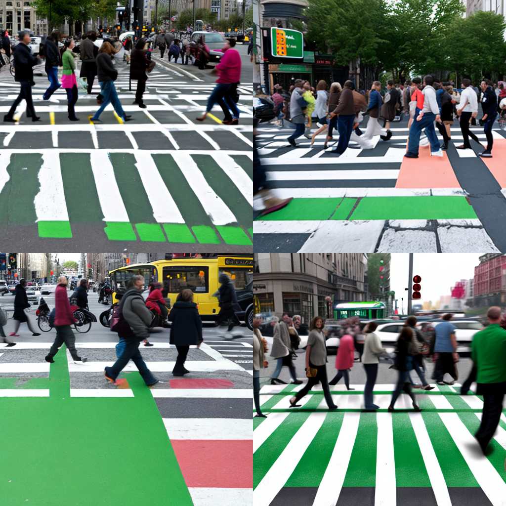 A crowded crosswalk with a green pedestrian signal