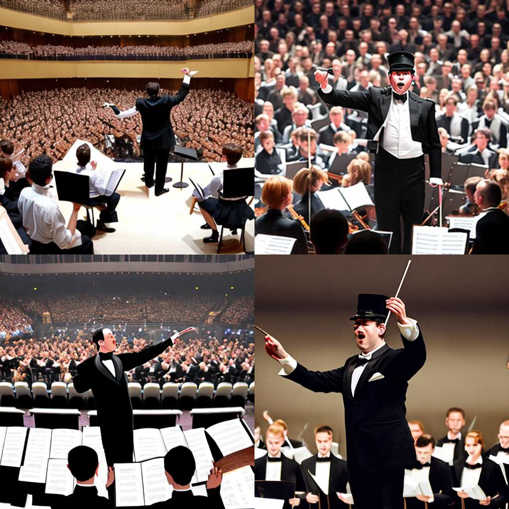 A conductor in the middle of the concert