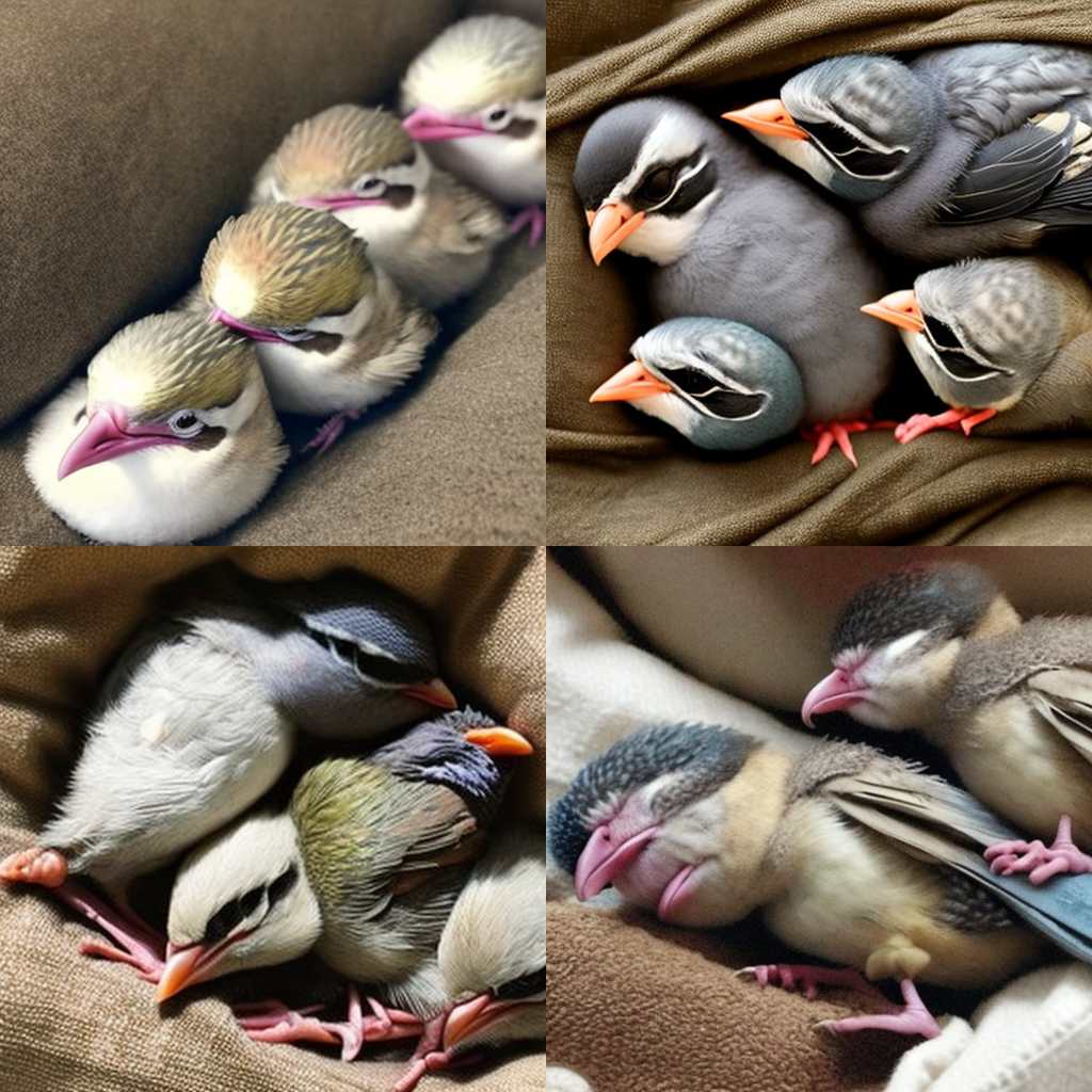 Sleeping baby birds