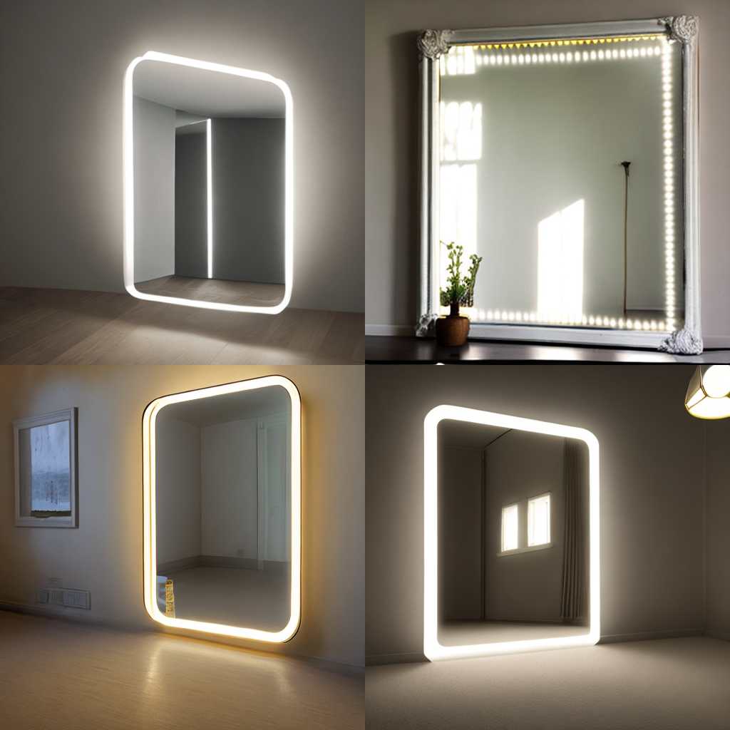 A mirror in a room with light