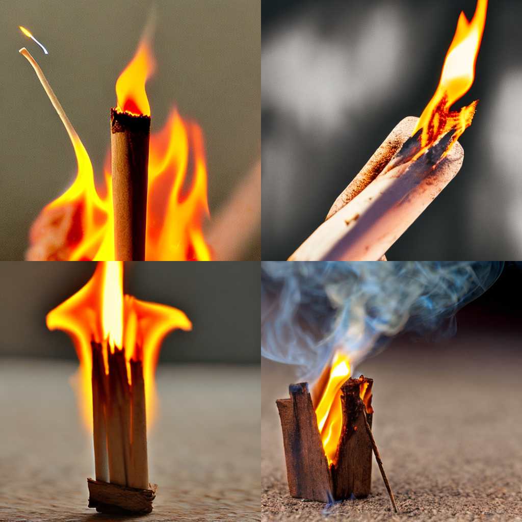 A burning matchstick in the air