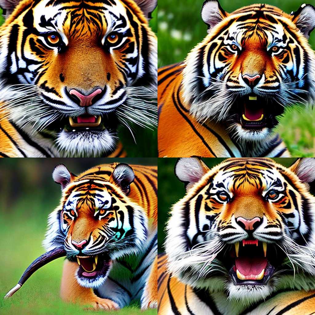 A tiger eating