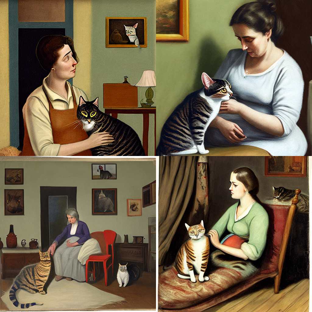 A woman with her cat at home