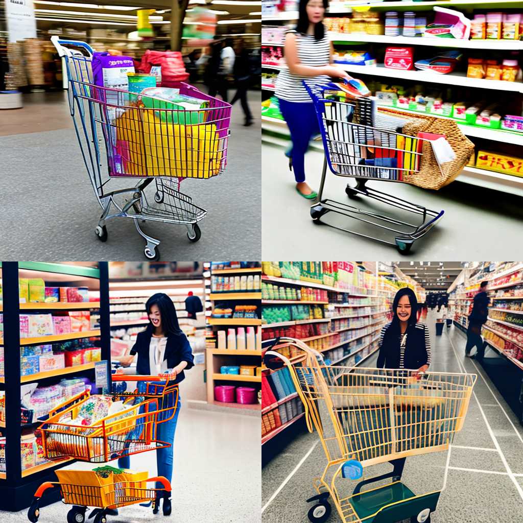 A shopper's cart after she buys a lot of goods