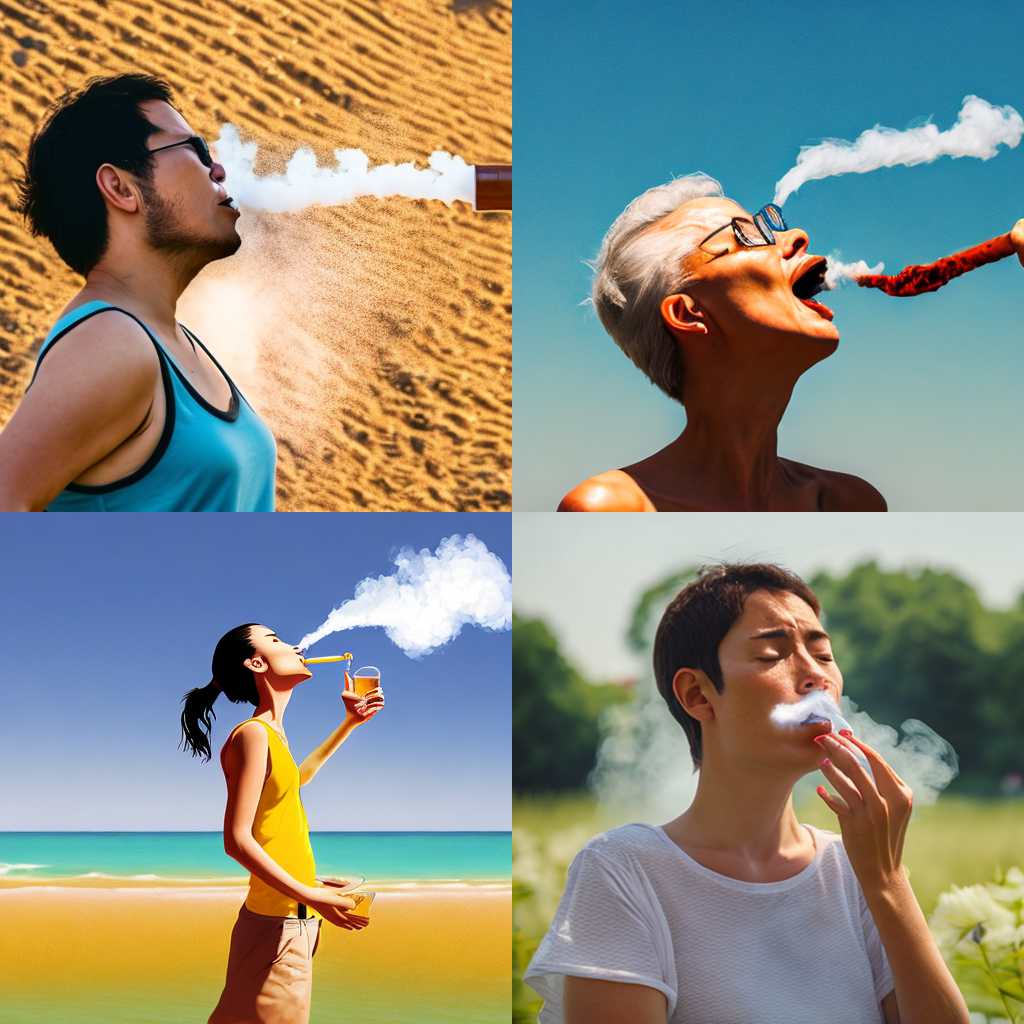 A person exhaling on a hot summer day