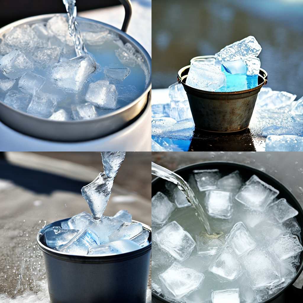 A pot of ice water on a cold day