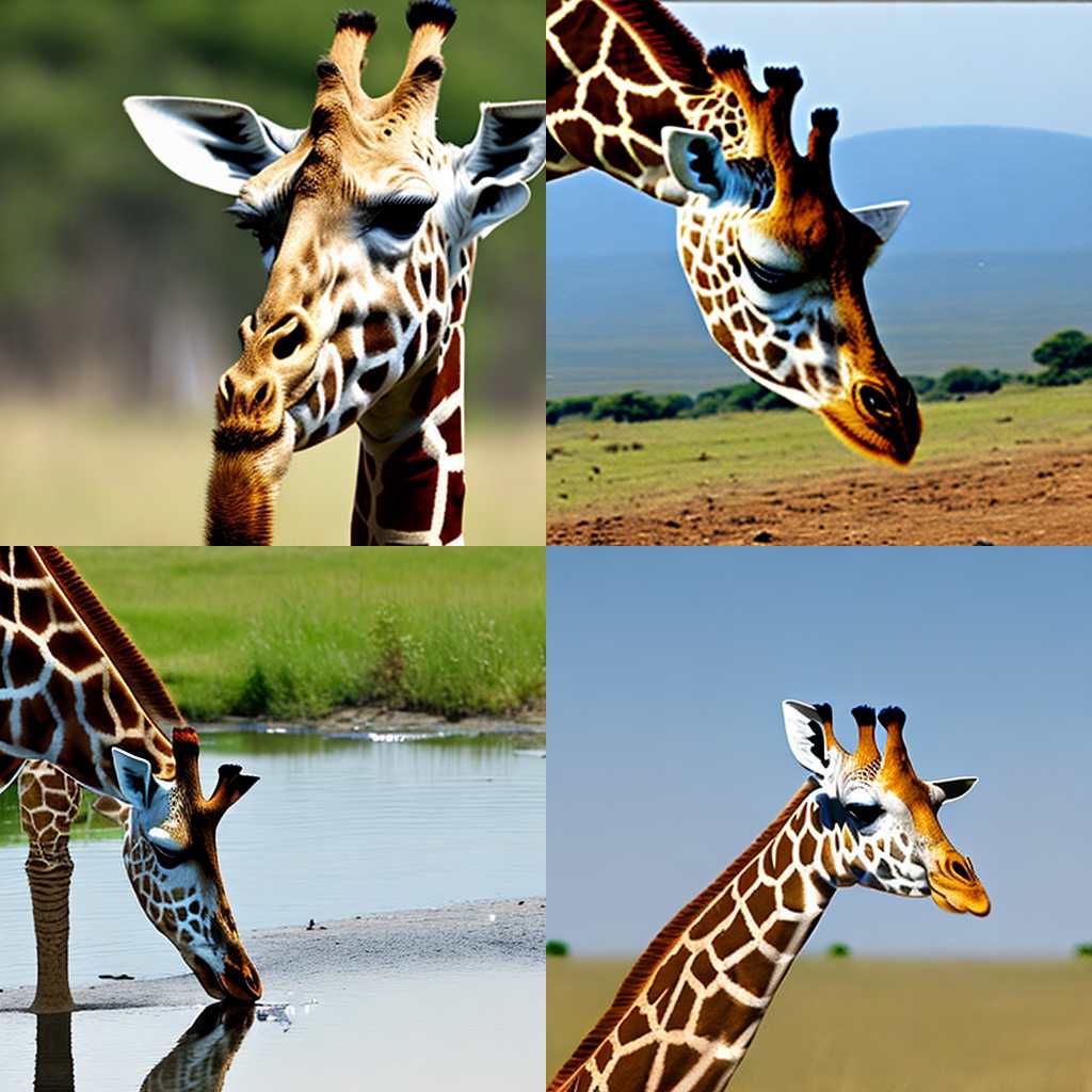 A giraffe drinking water