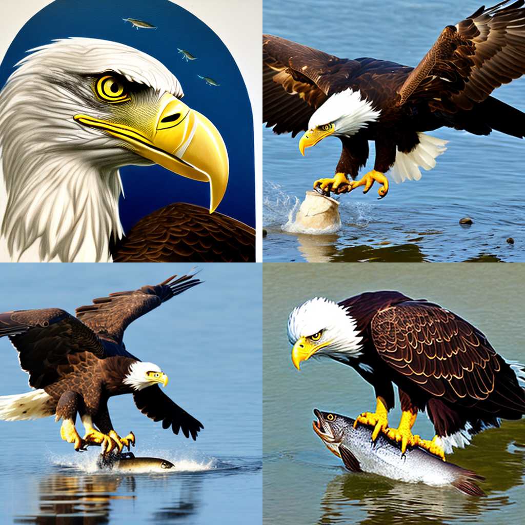 An eagle eating a fish