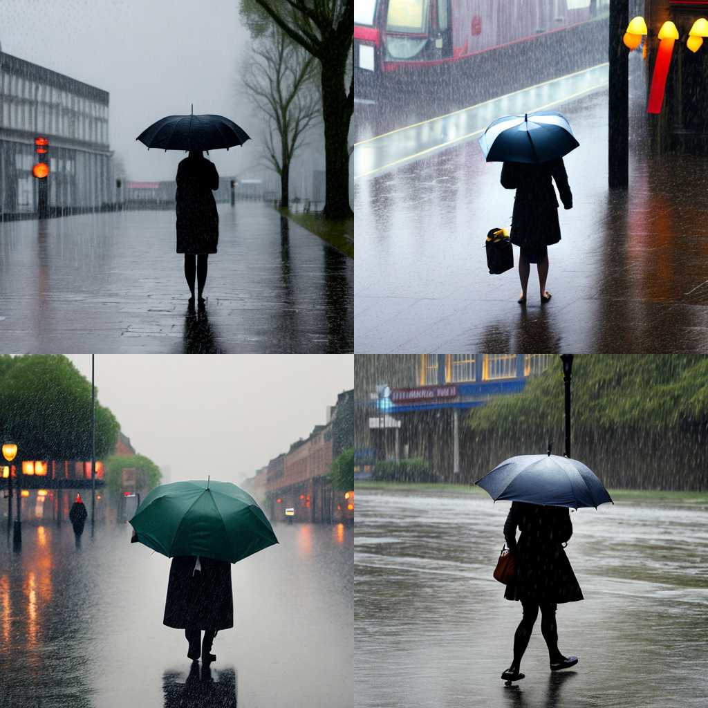 A person with an umbrella outside on a rainy day