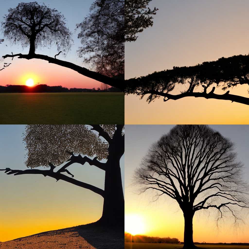 The shadow of a tree at sunset