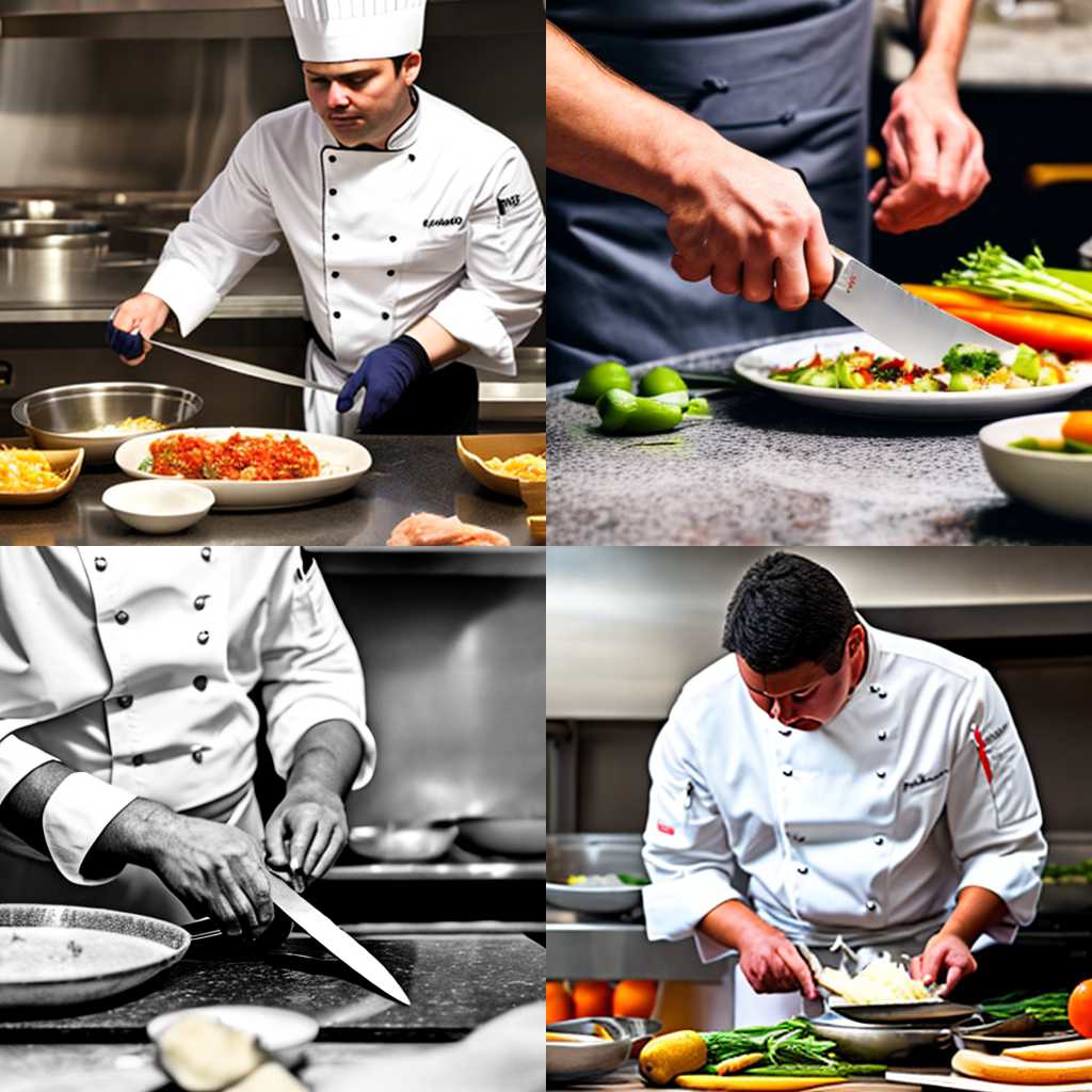 A chef preparing a meal with a knife