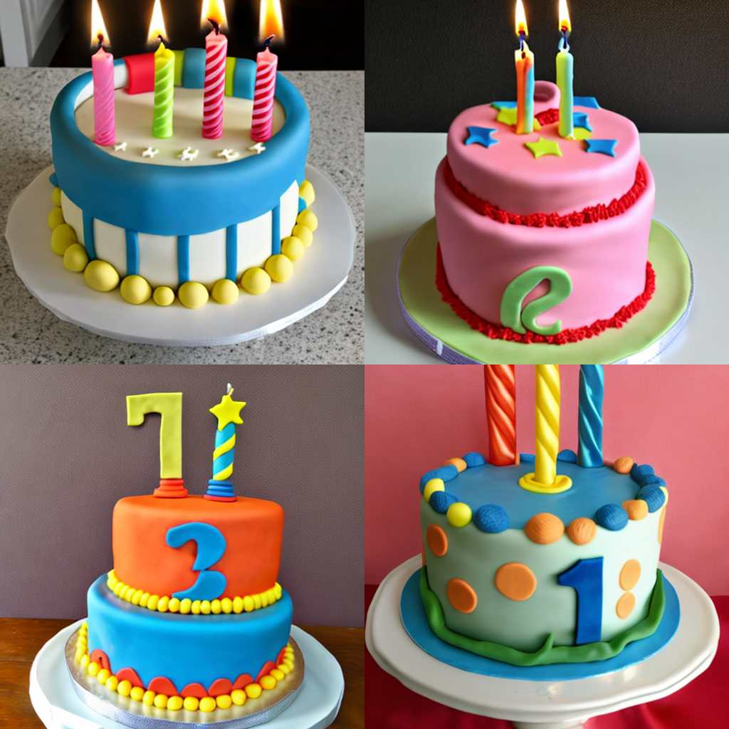 A two-year-old kid's birthday cake with taper candles