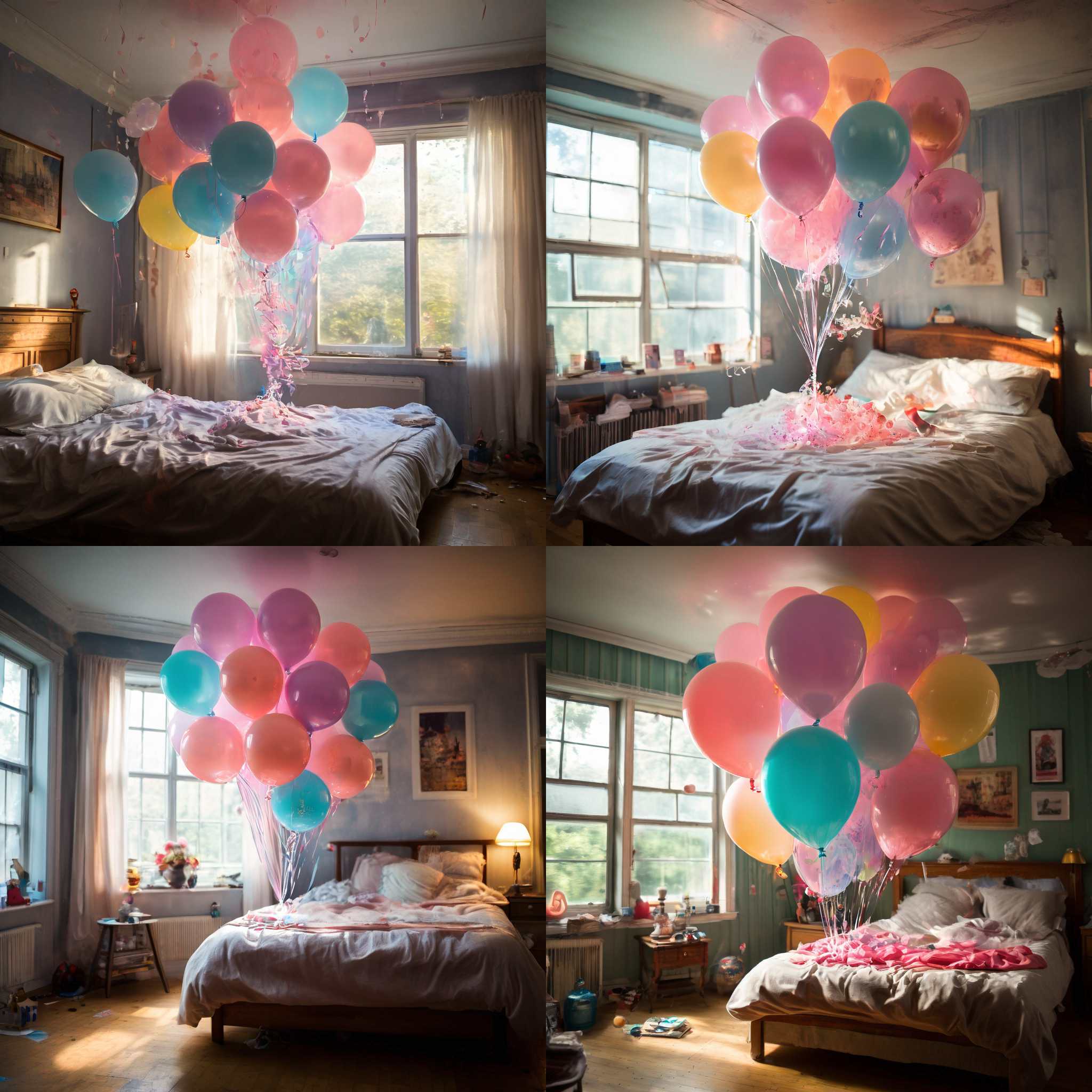 A balloon filled with helium in the bedroom