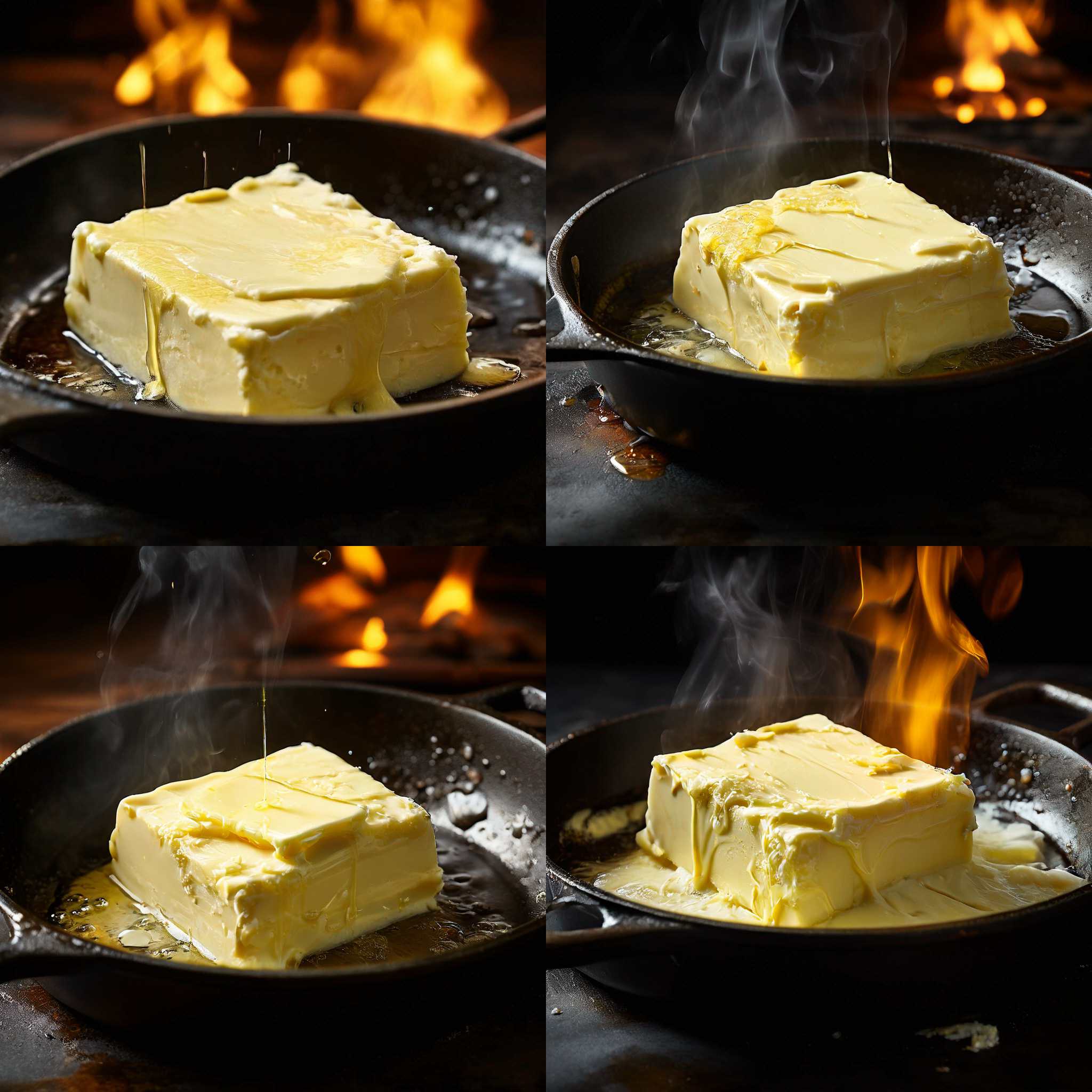 A piece of butter in a heated pan