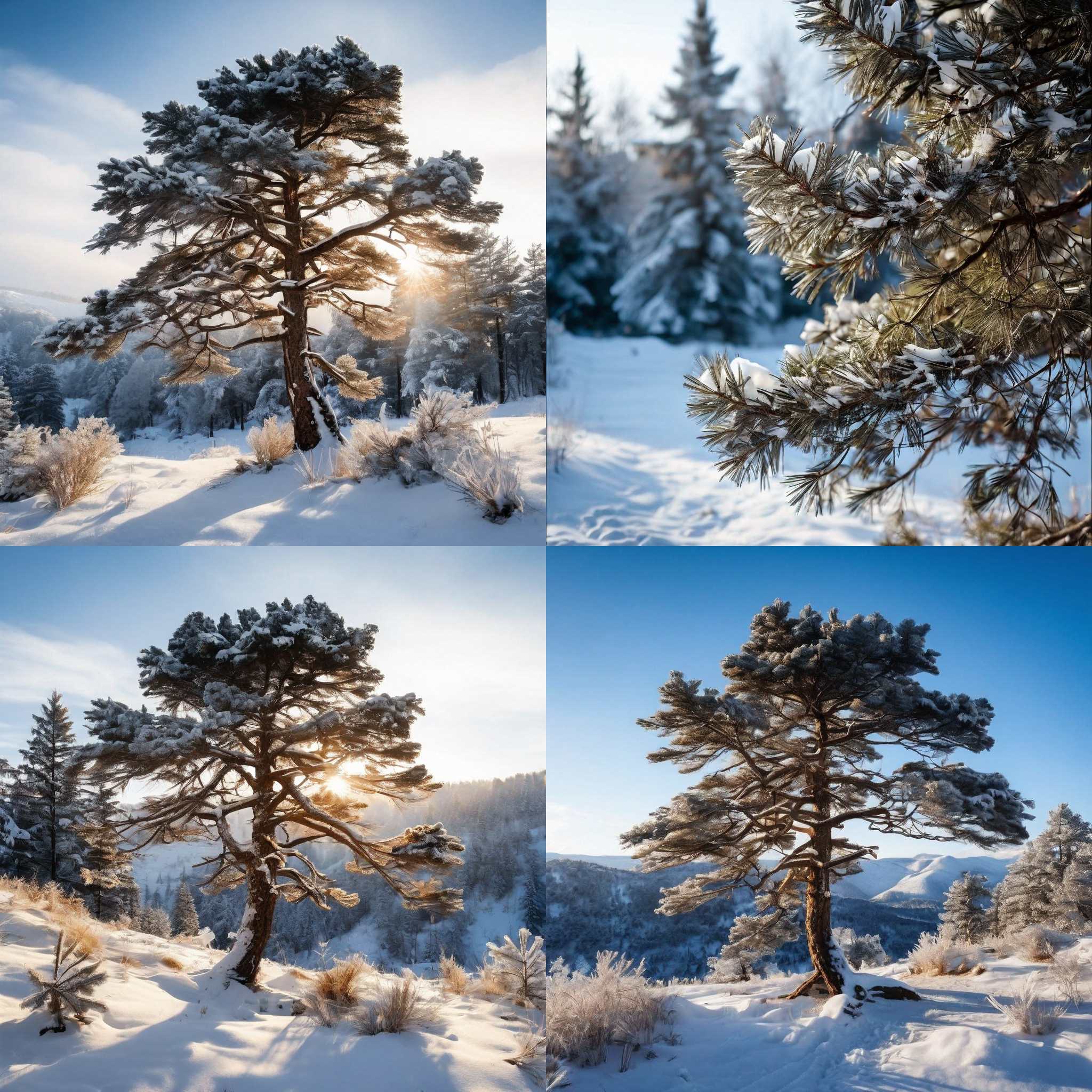 A pine tree in winter