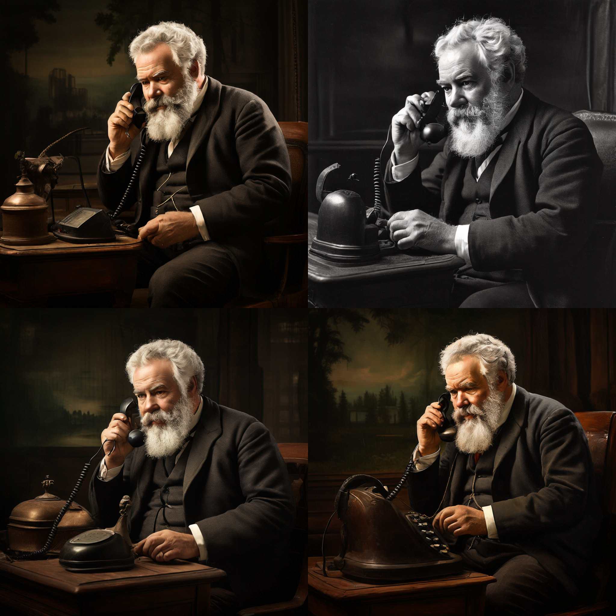 Alexander graham bell making a call