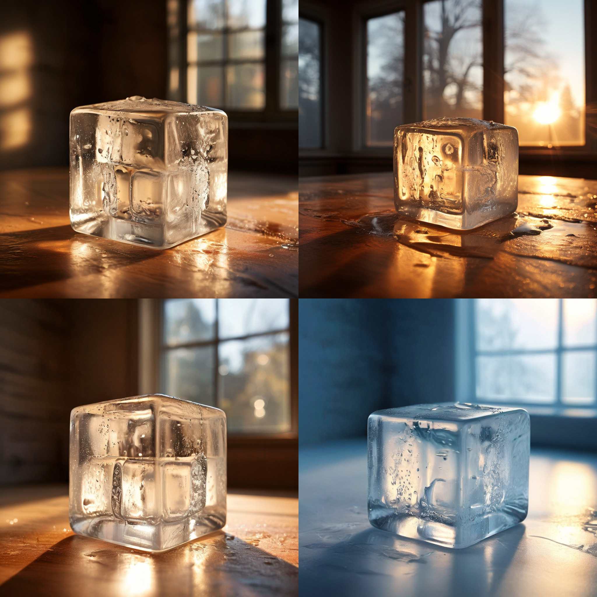 An ice cube in a warm room