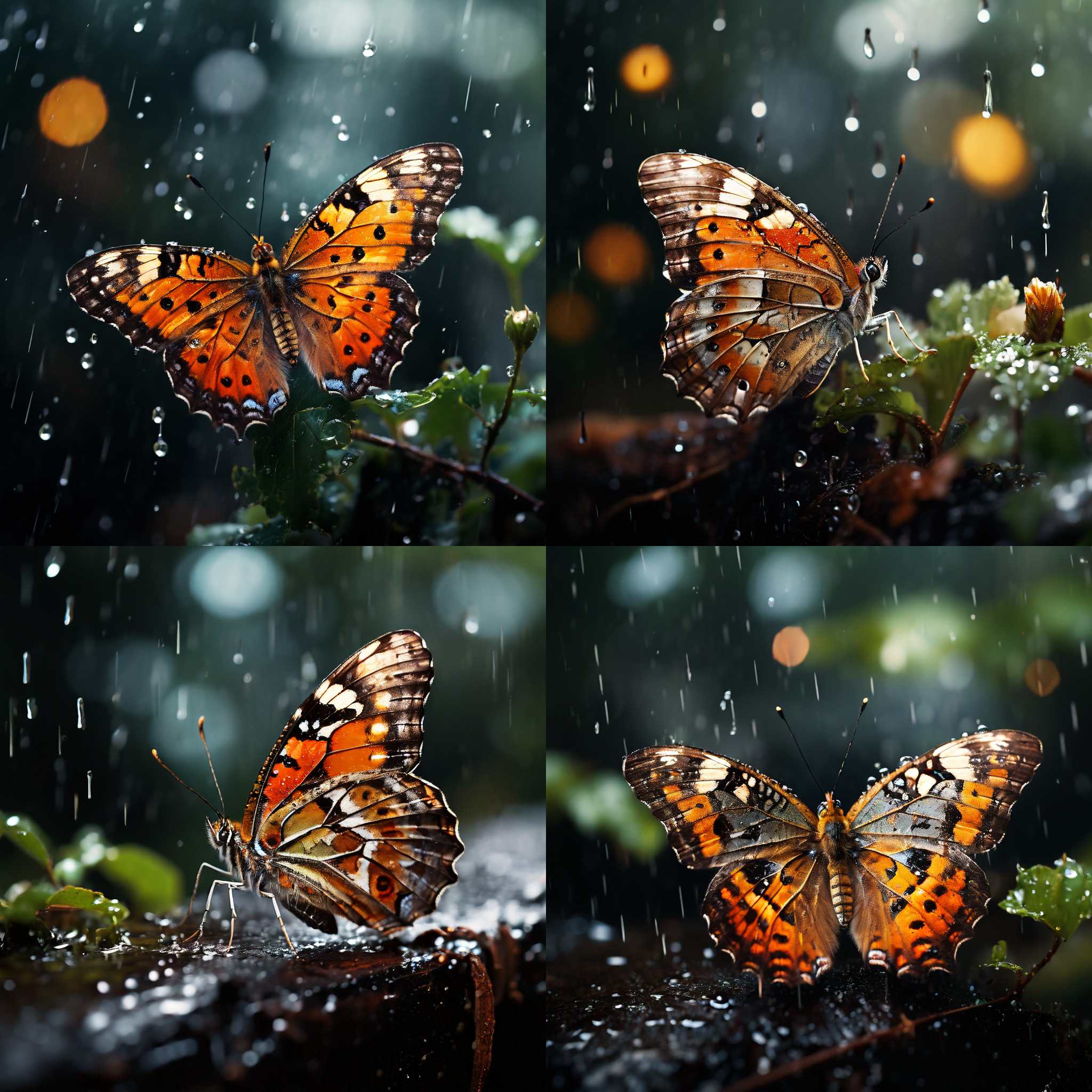 A butterfly on a rainy day