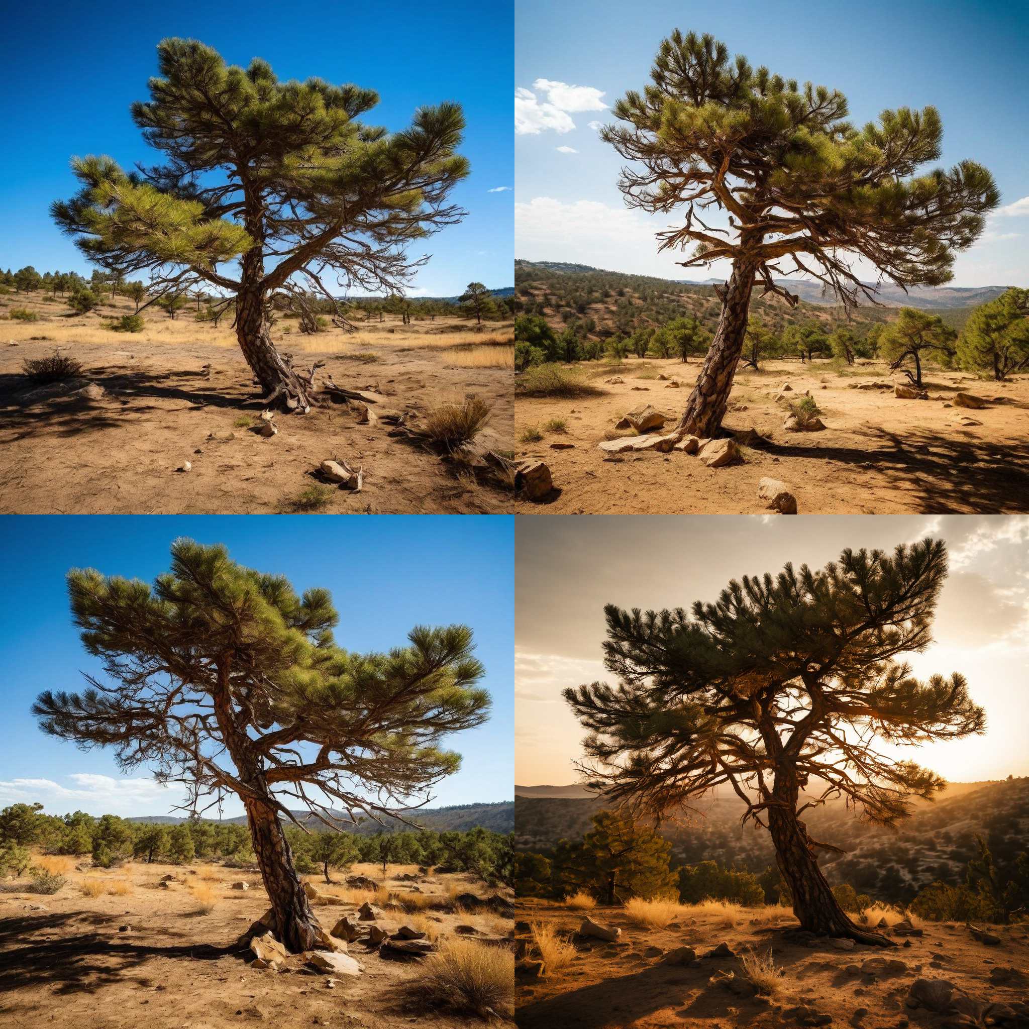 A pine tree in severe drought