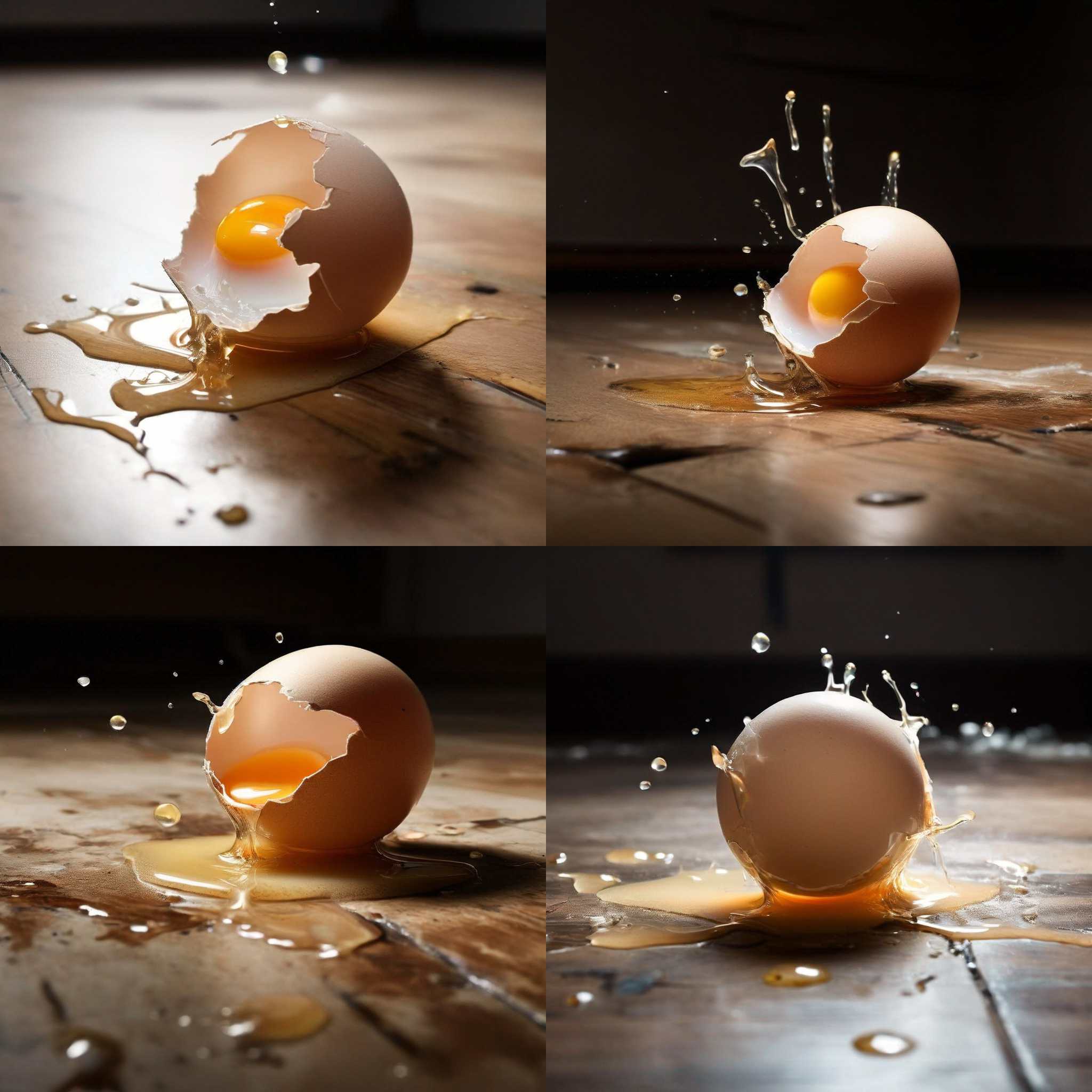 An egg dropped on the floor