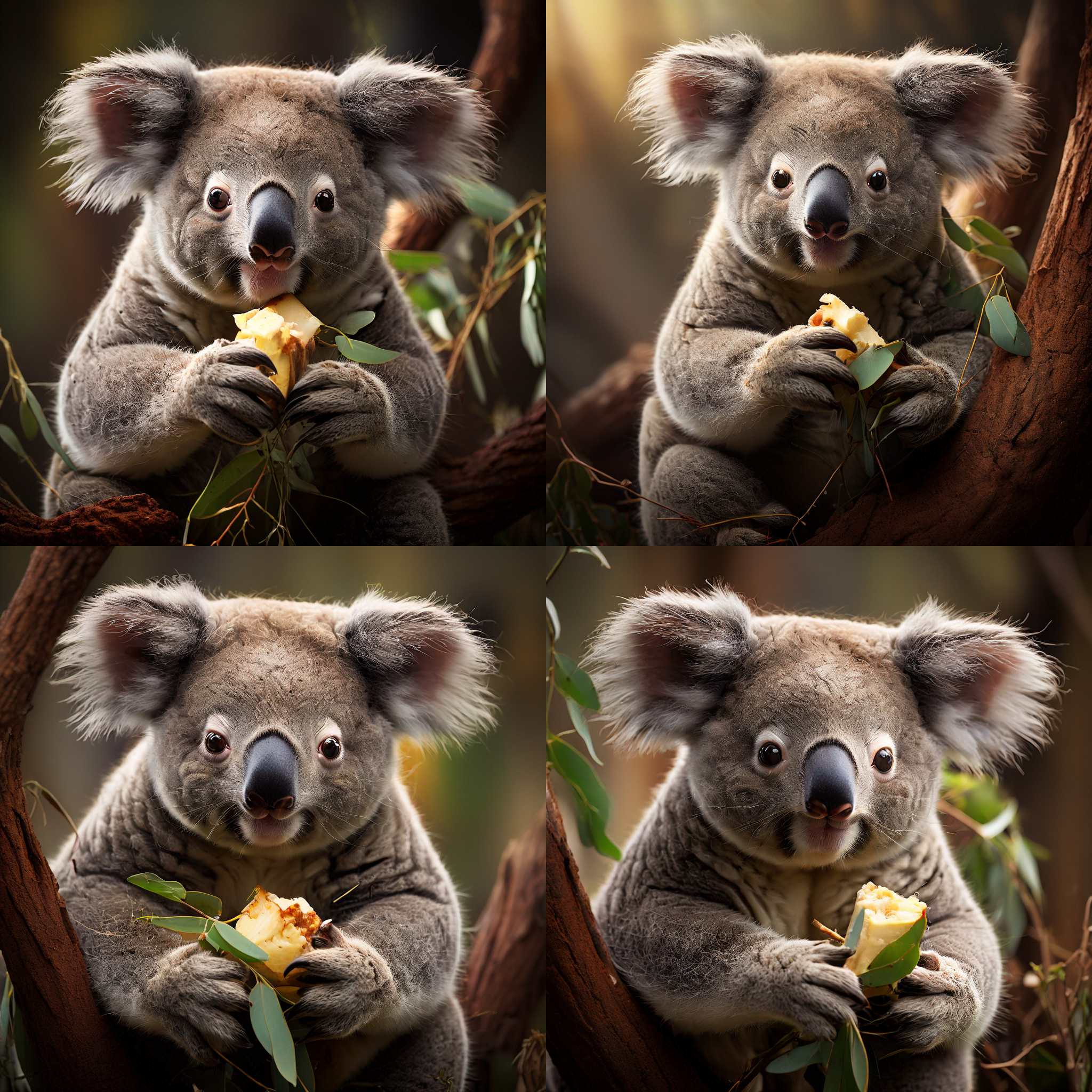 A koala eating