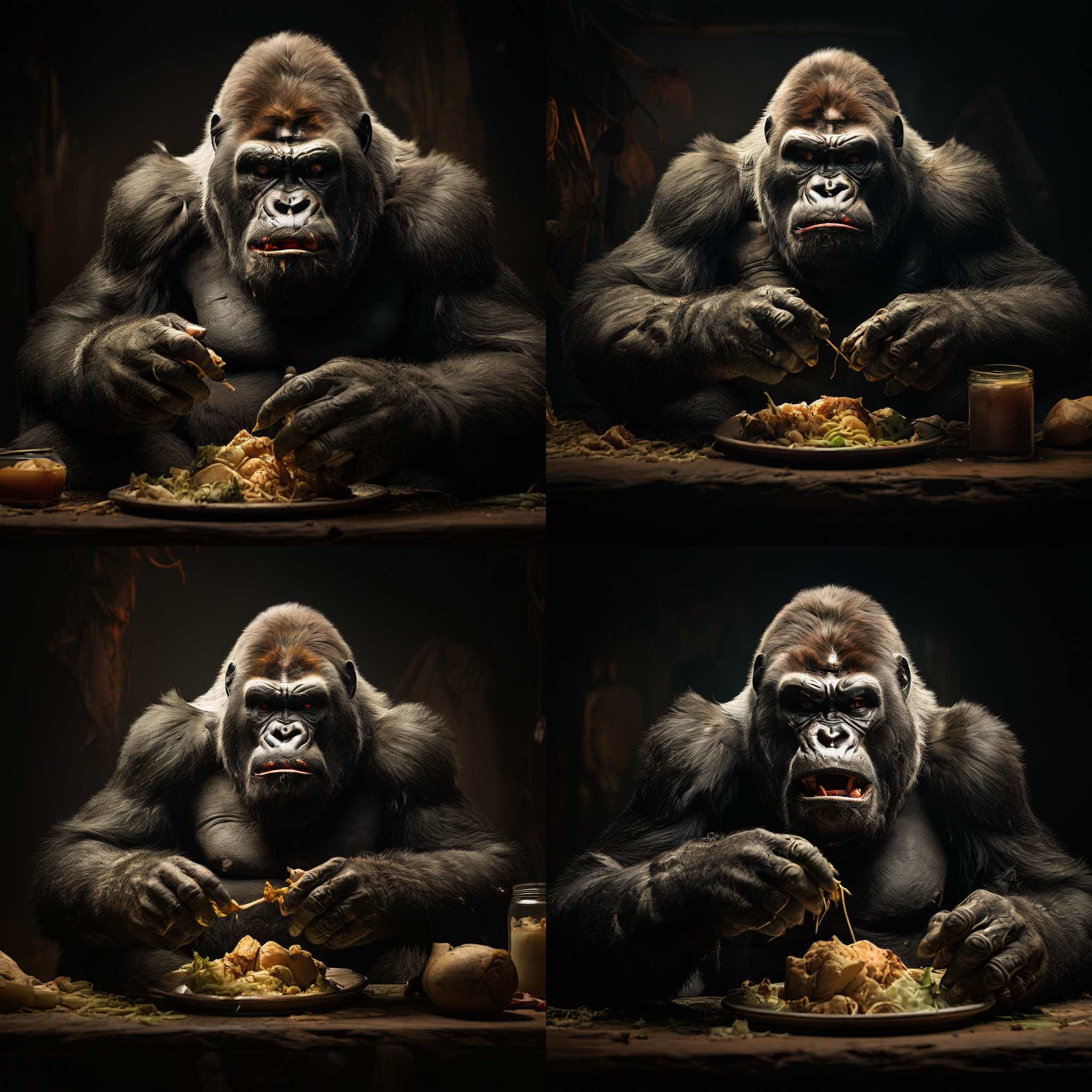 An eating gorilla