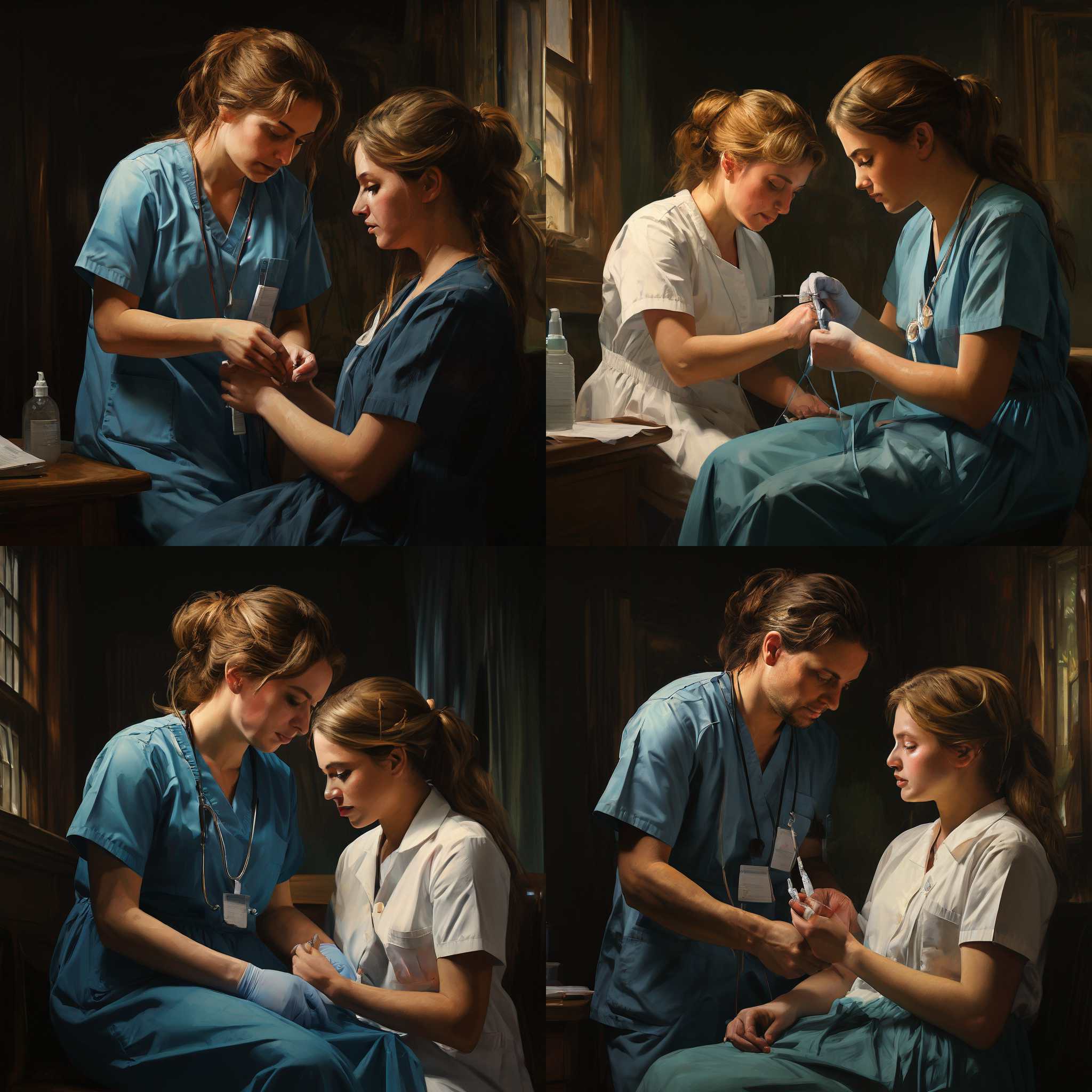 A nurse vaccinating the patient