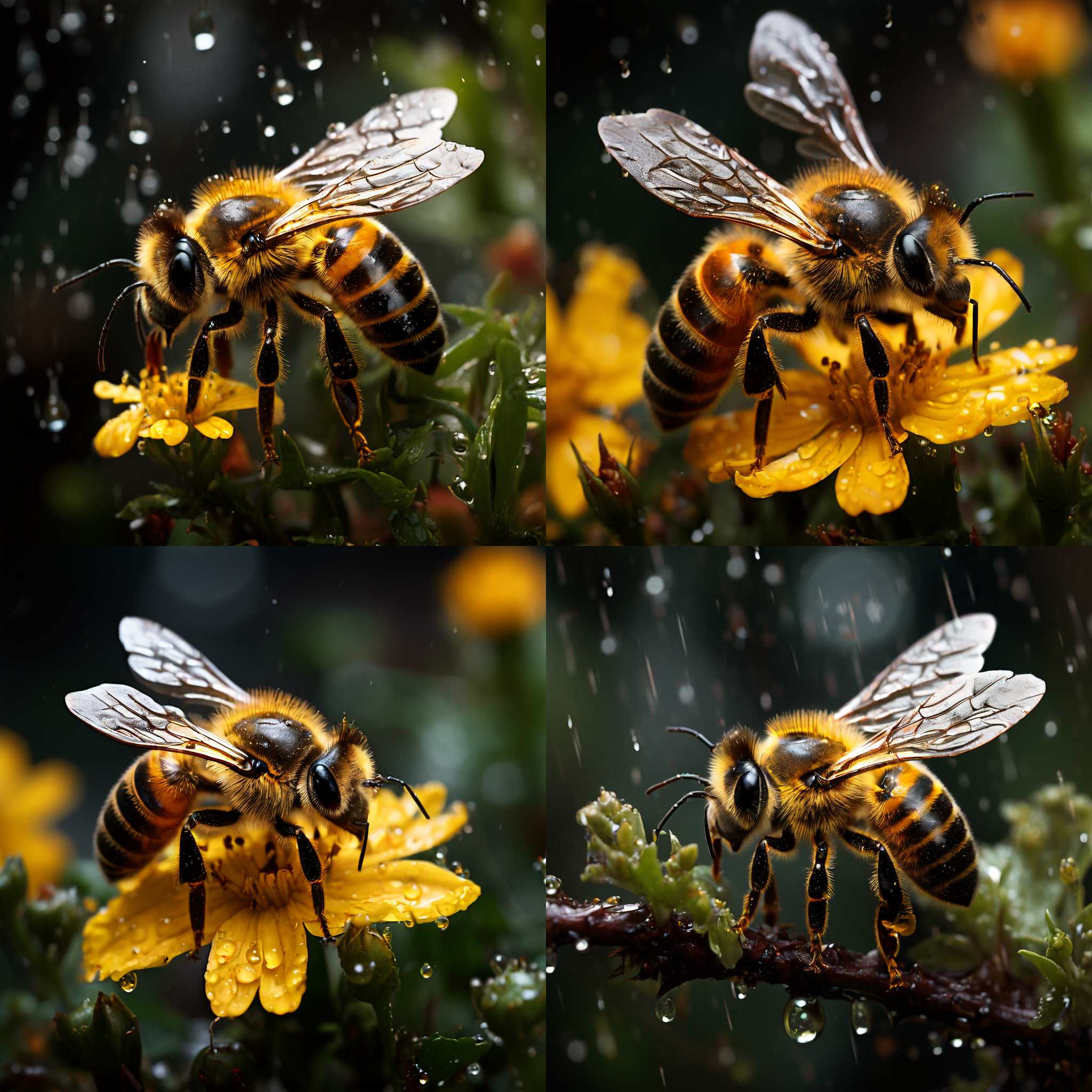 A bee on a rainy day