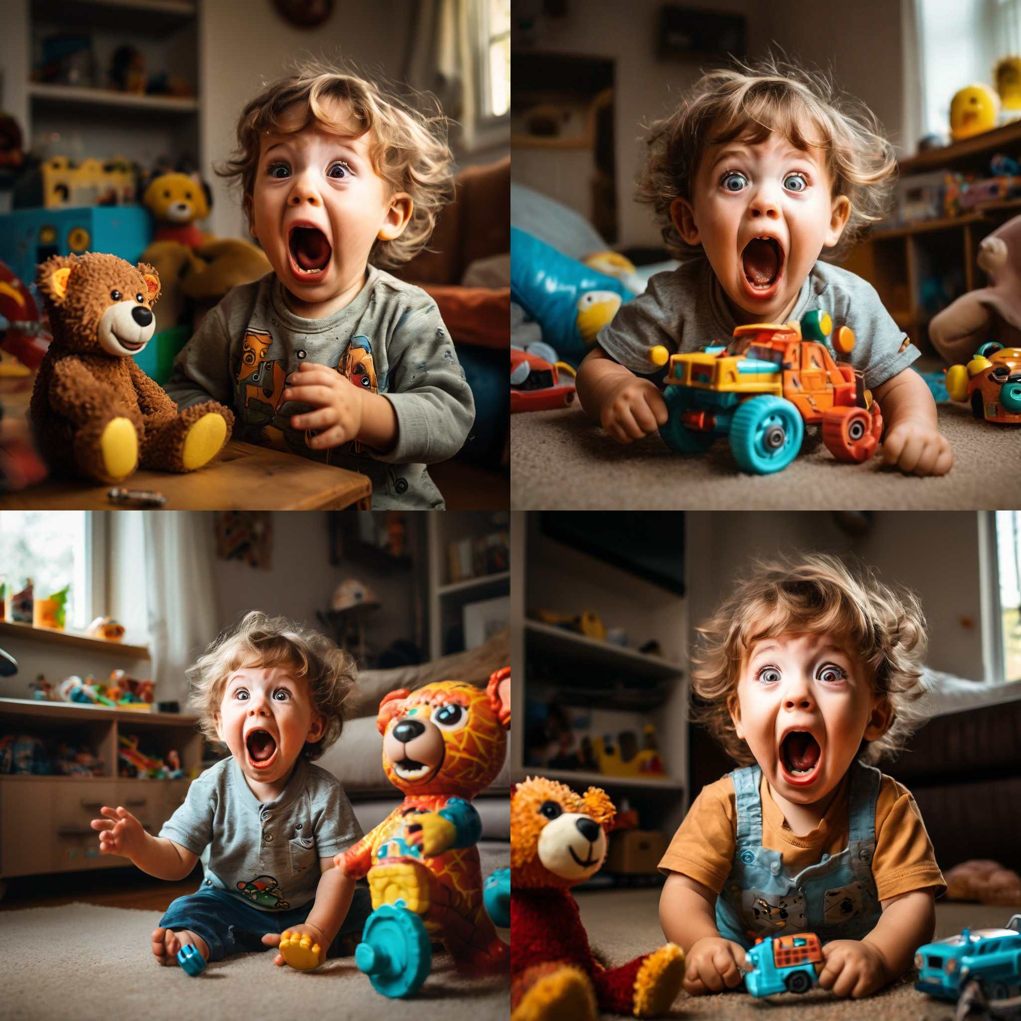 A child's reaction to getting a new toy