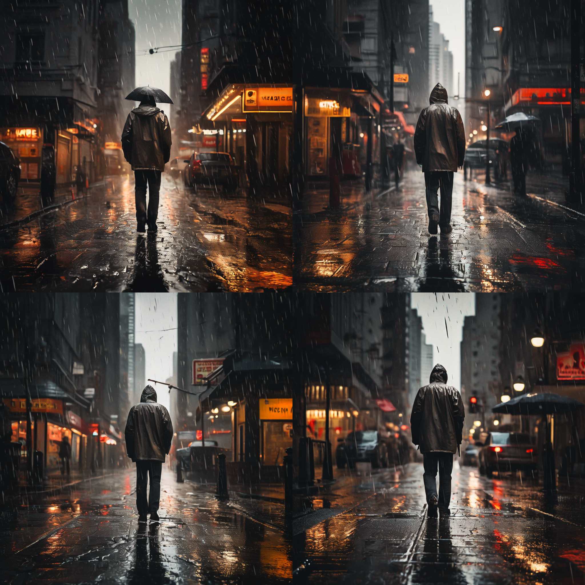 A pedestrian on a rainy day