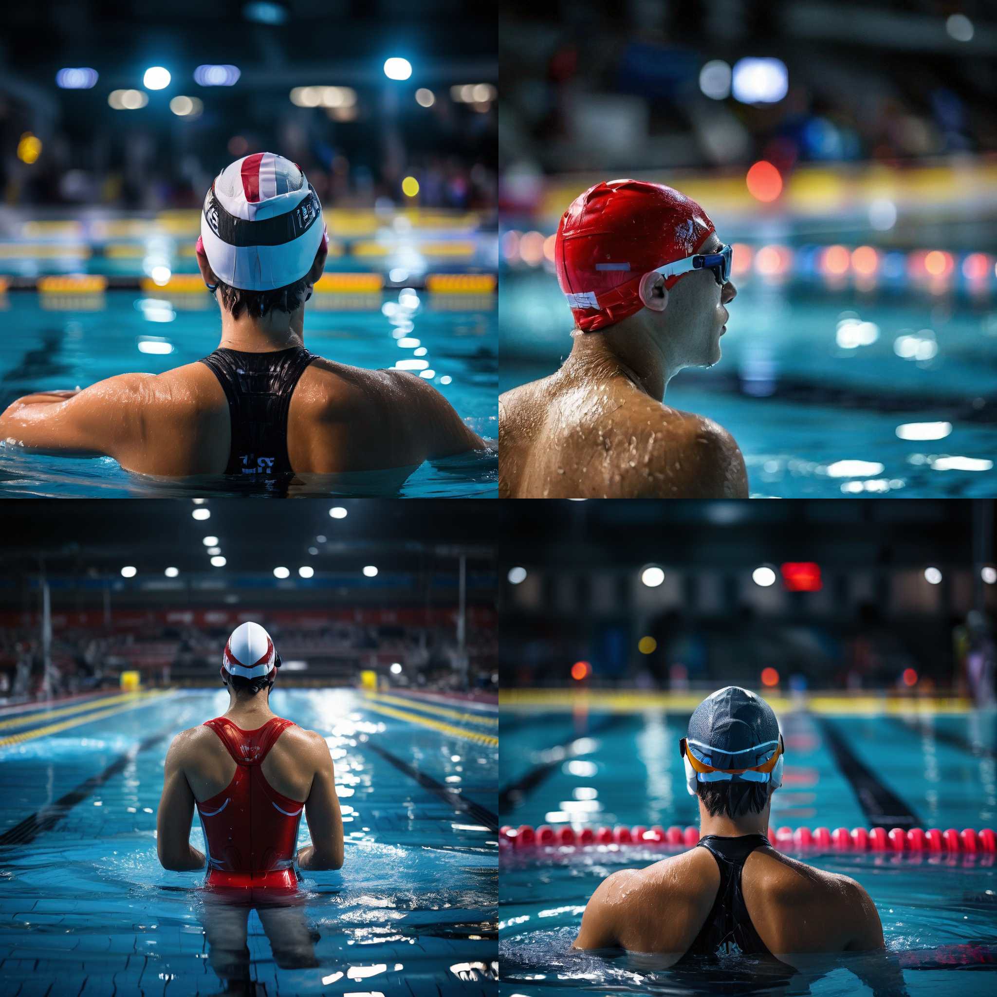 A swimmer waiting for the start signal during a competition