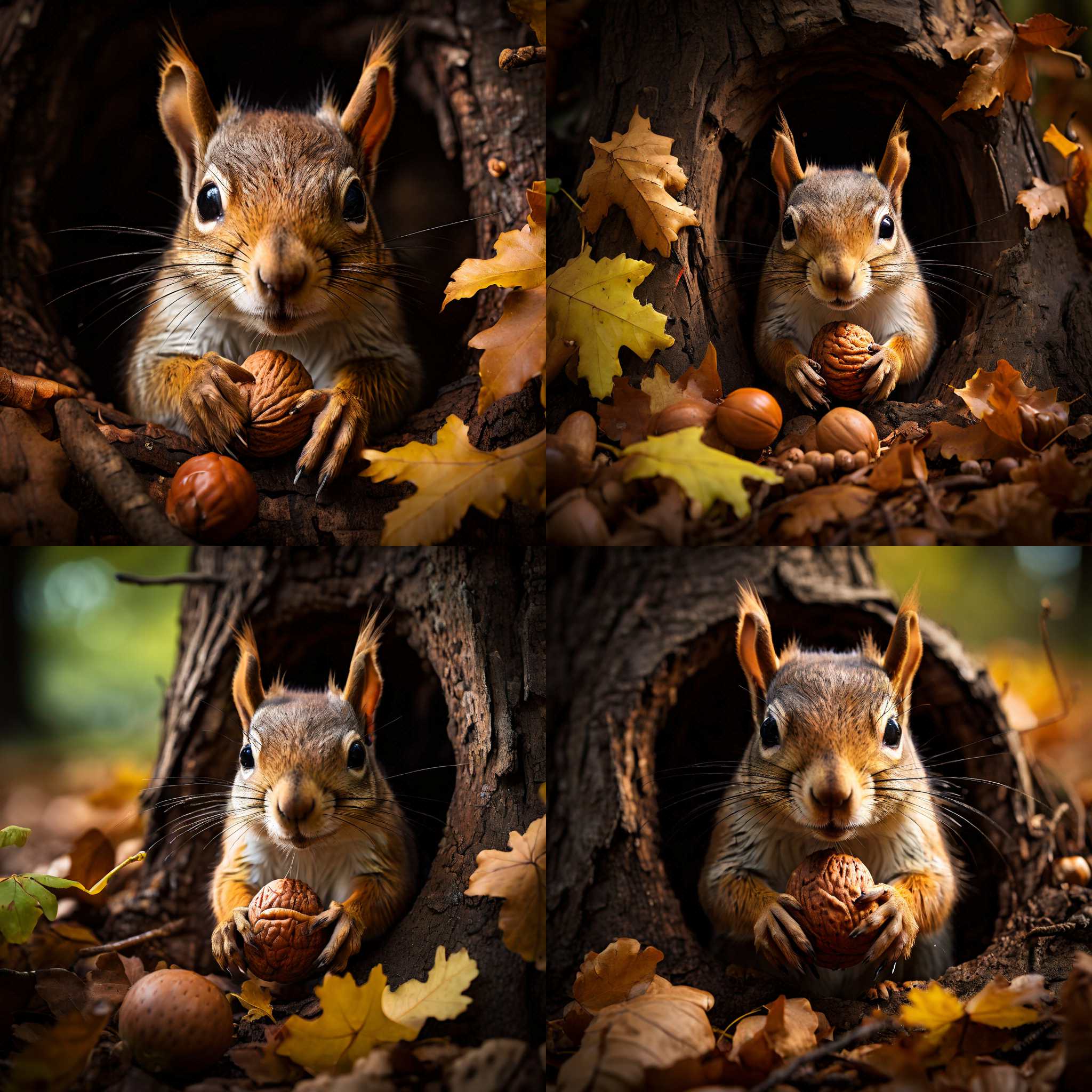 A squirrel hiding a nut