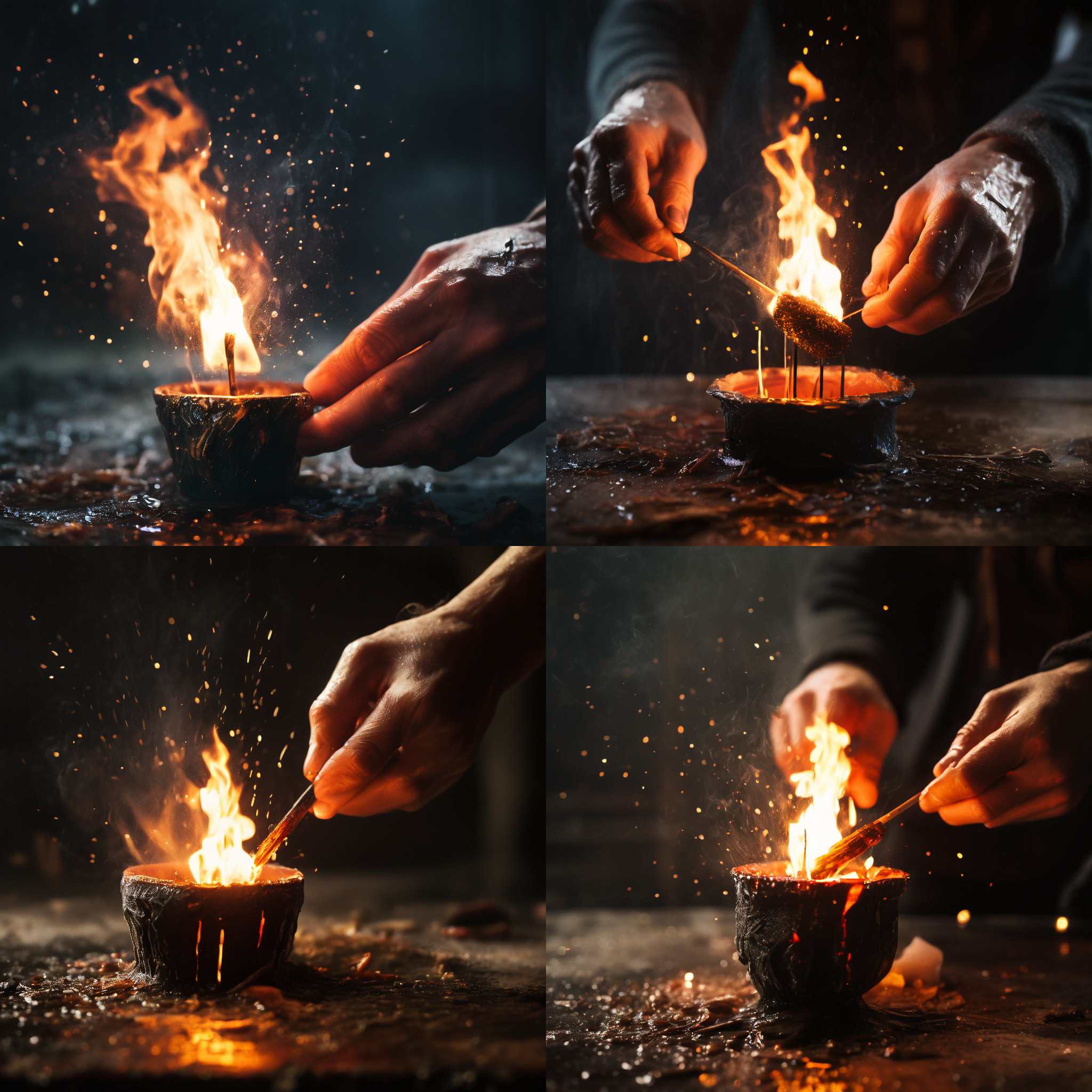 A person igniting a wet match