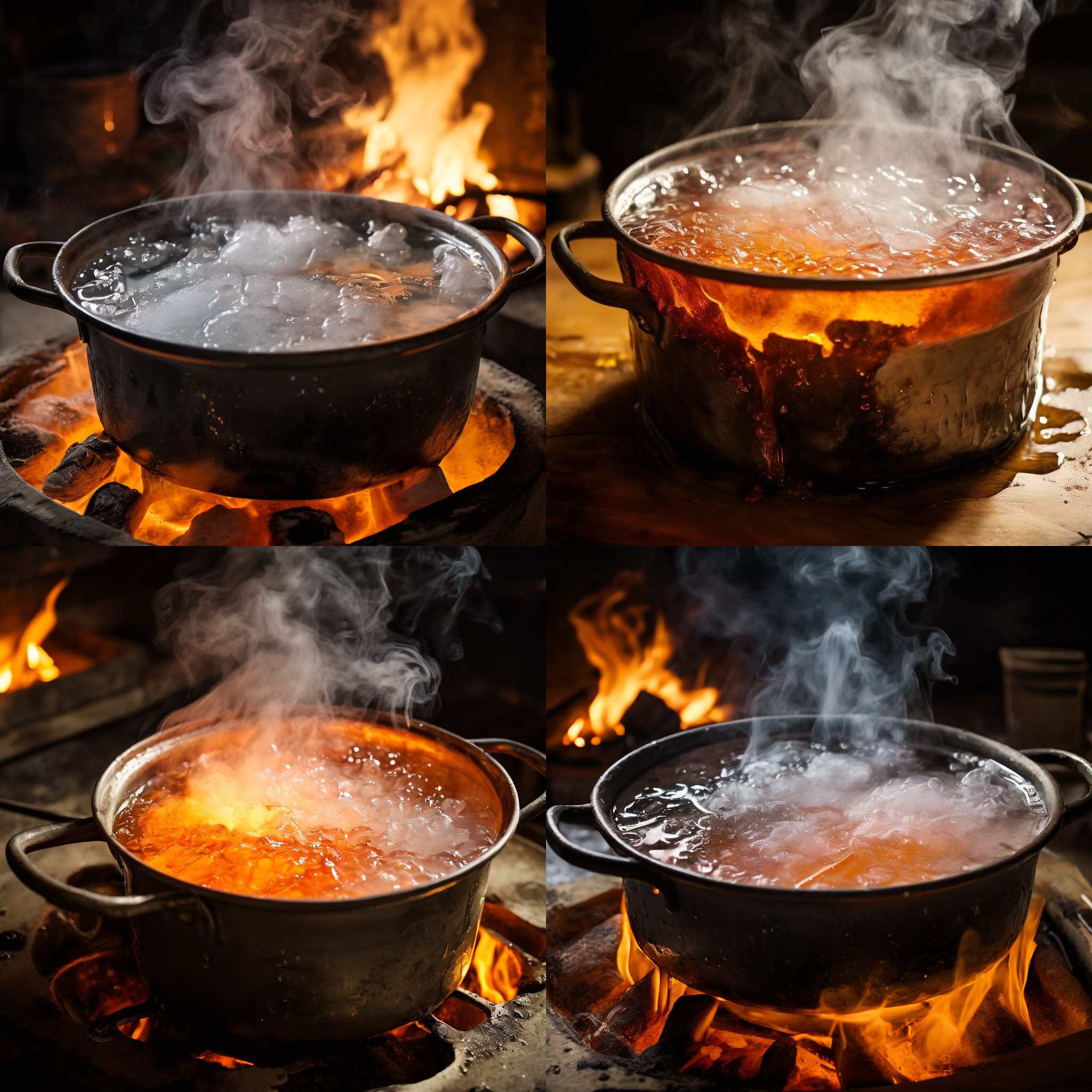 A pot of salted water heated to 100 degrees celsius