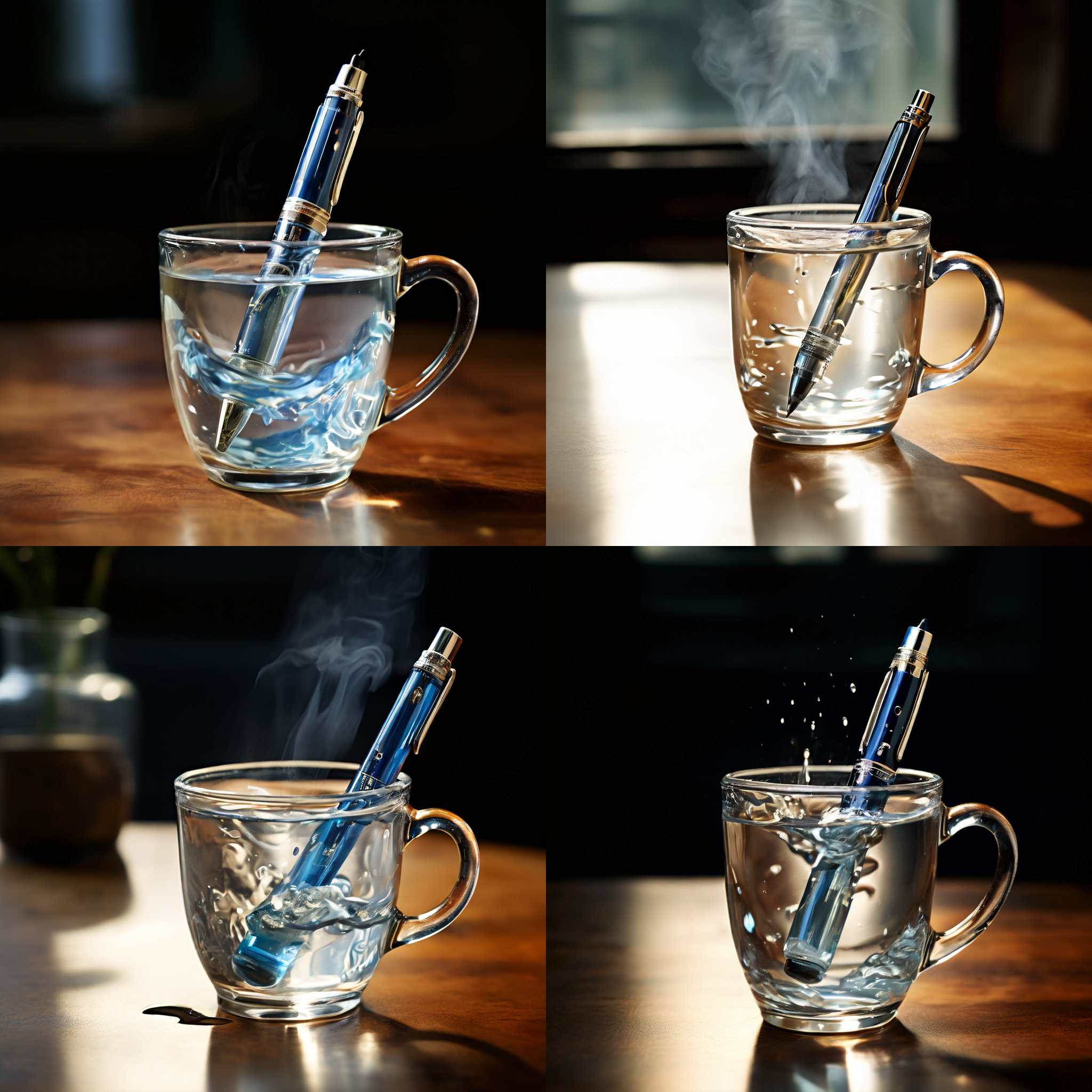 a pen placed in a cup of water