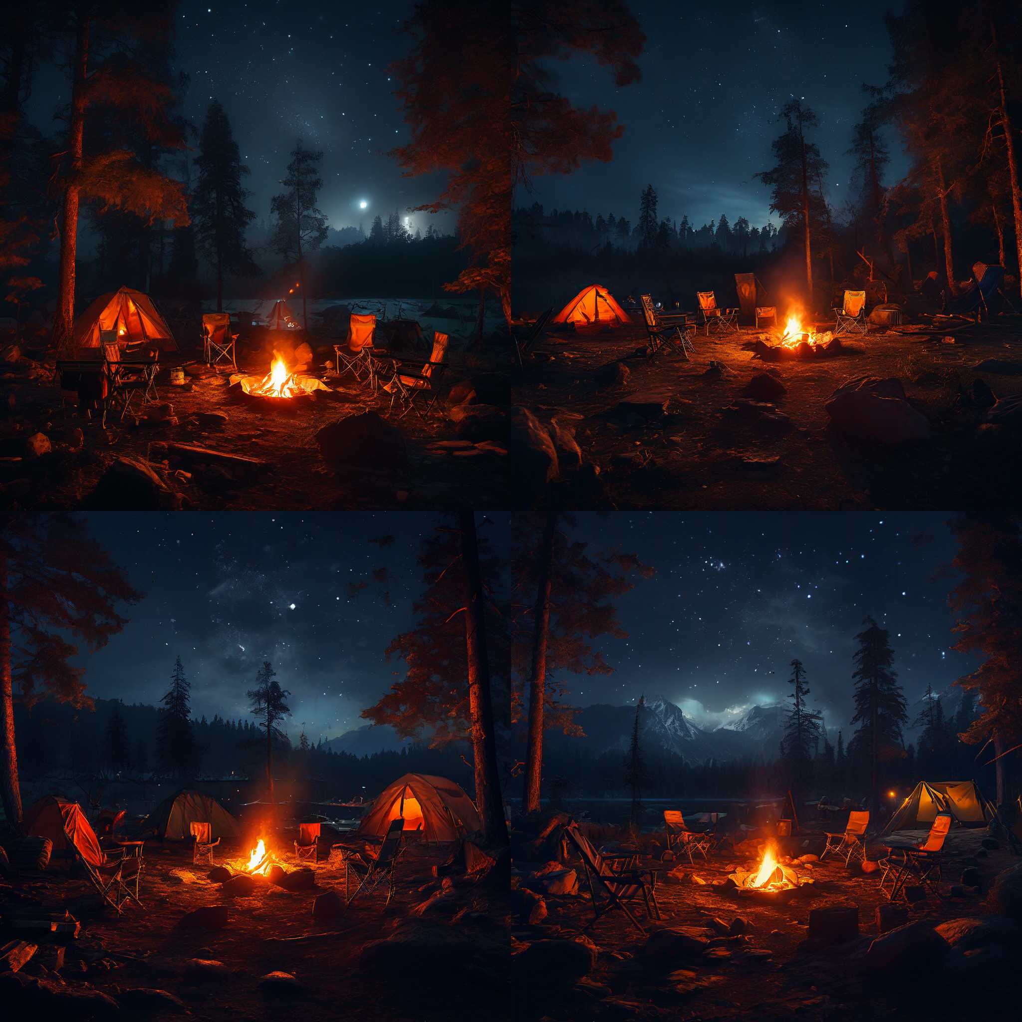 A campsite during a fire ban at night