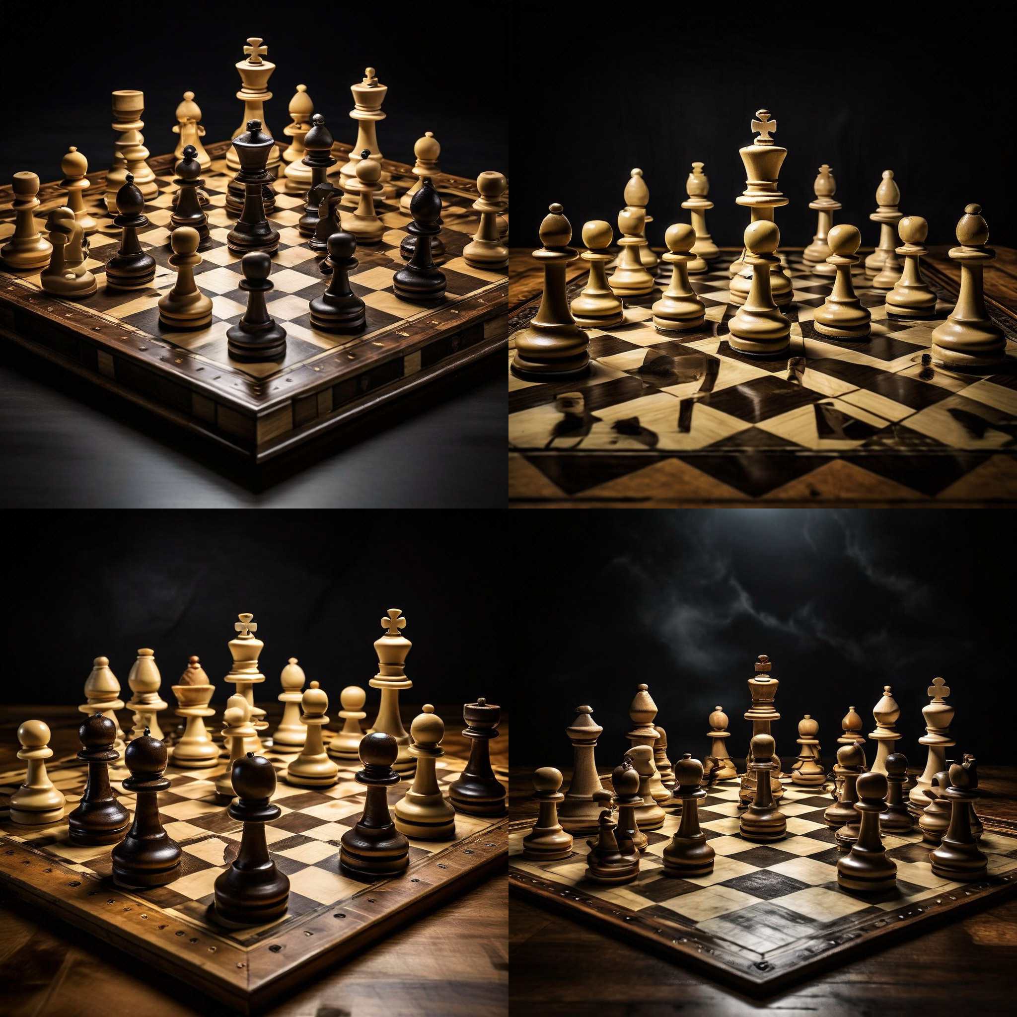 A chessboard halfway through a game