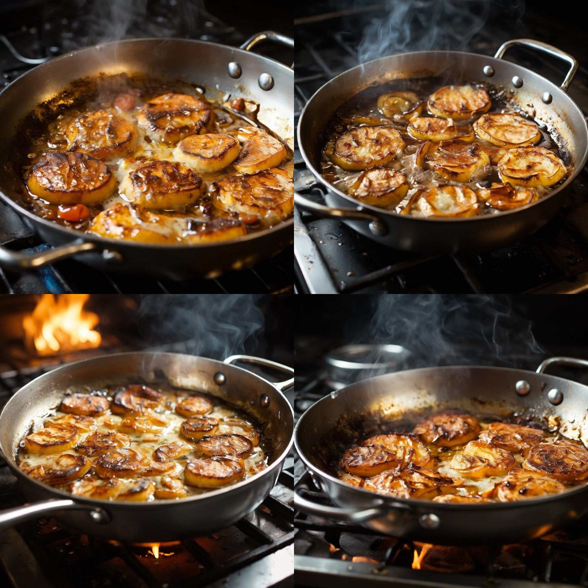 A stainless steel pan previously overheated