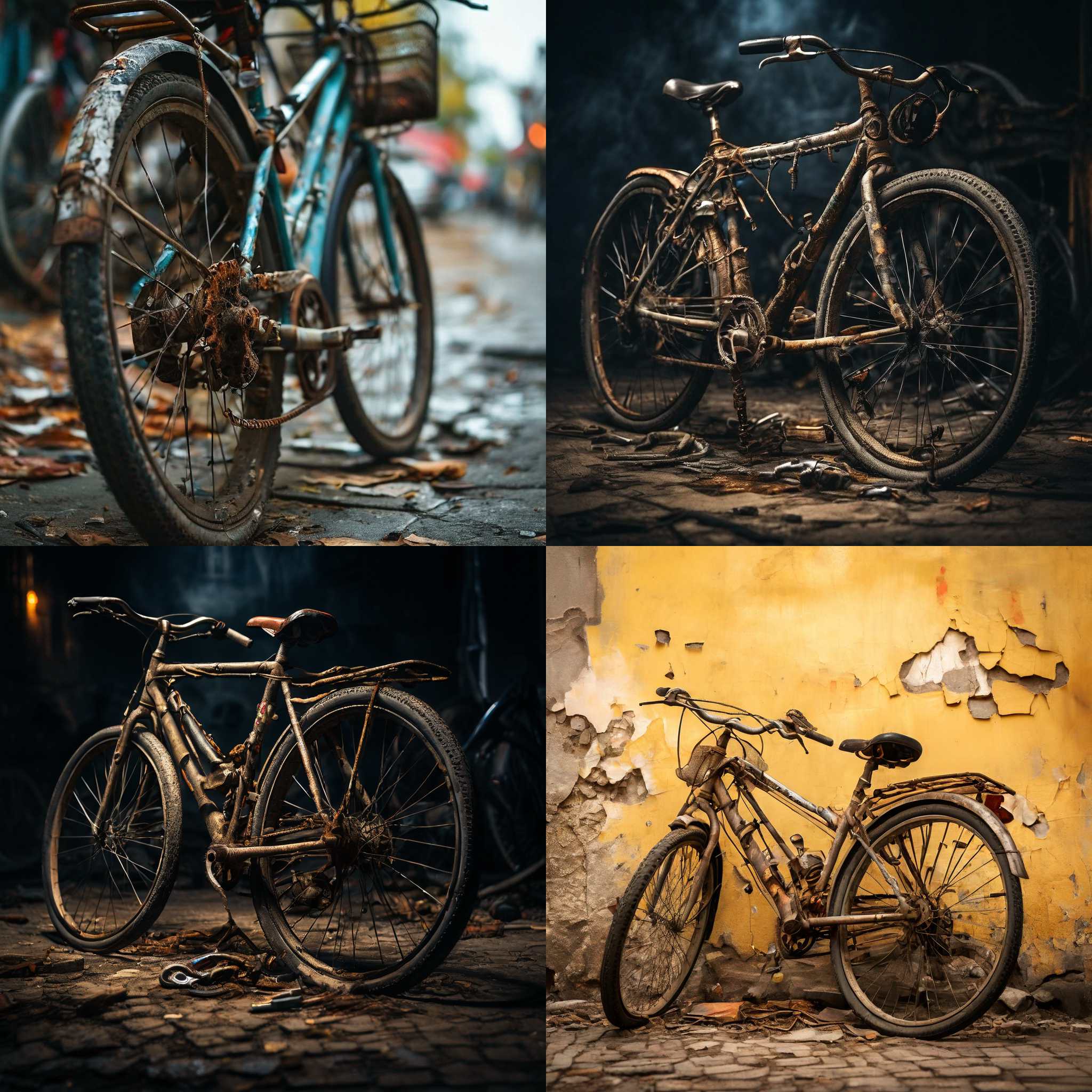 A bicycle with a broken chain